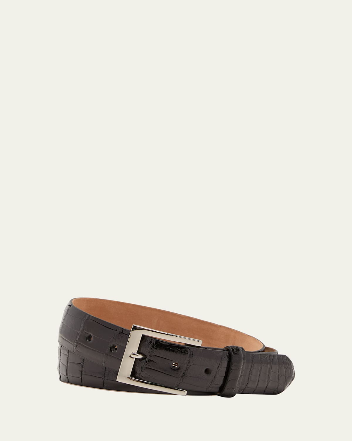 W. Kleinberg Men's Glazed Alligator Belt In Black