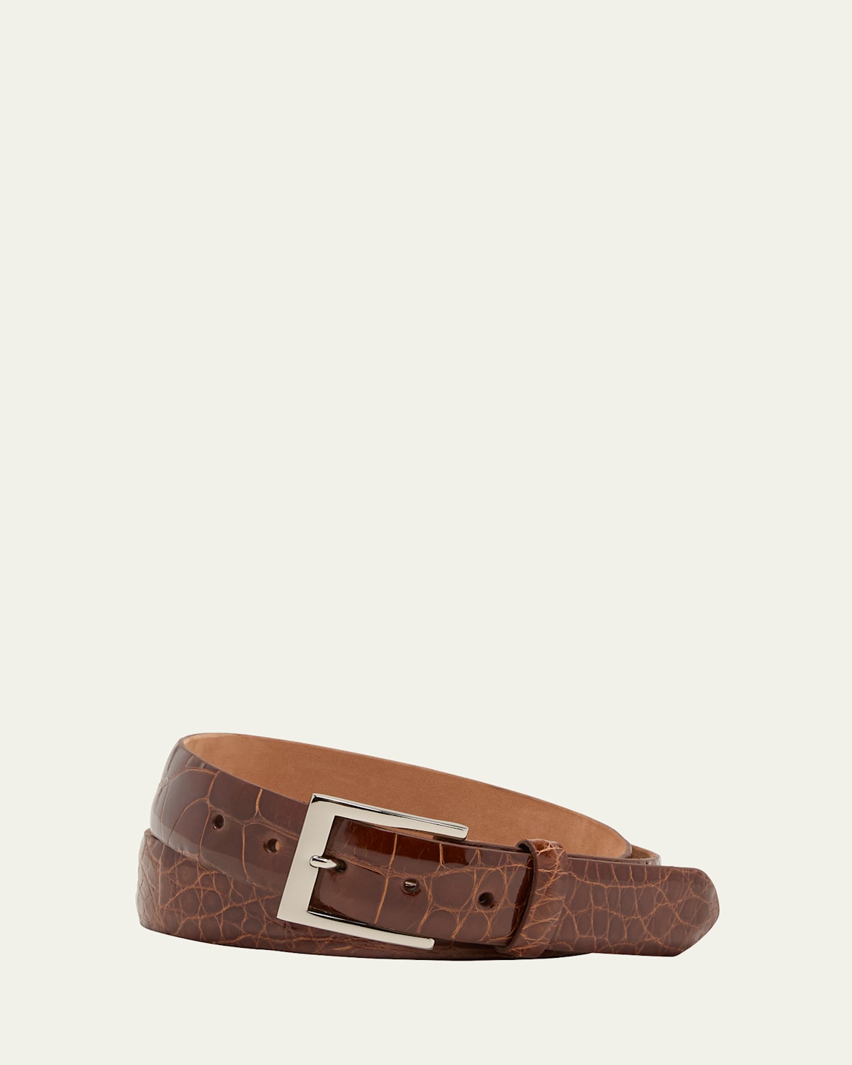 W. Kleinberg Men's Glazed Alligator Belt In Tan