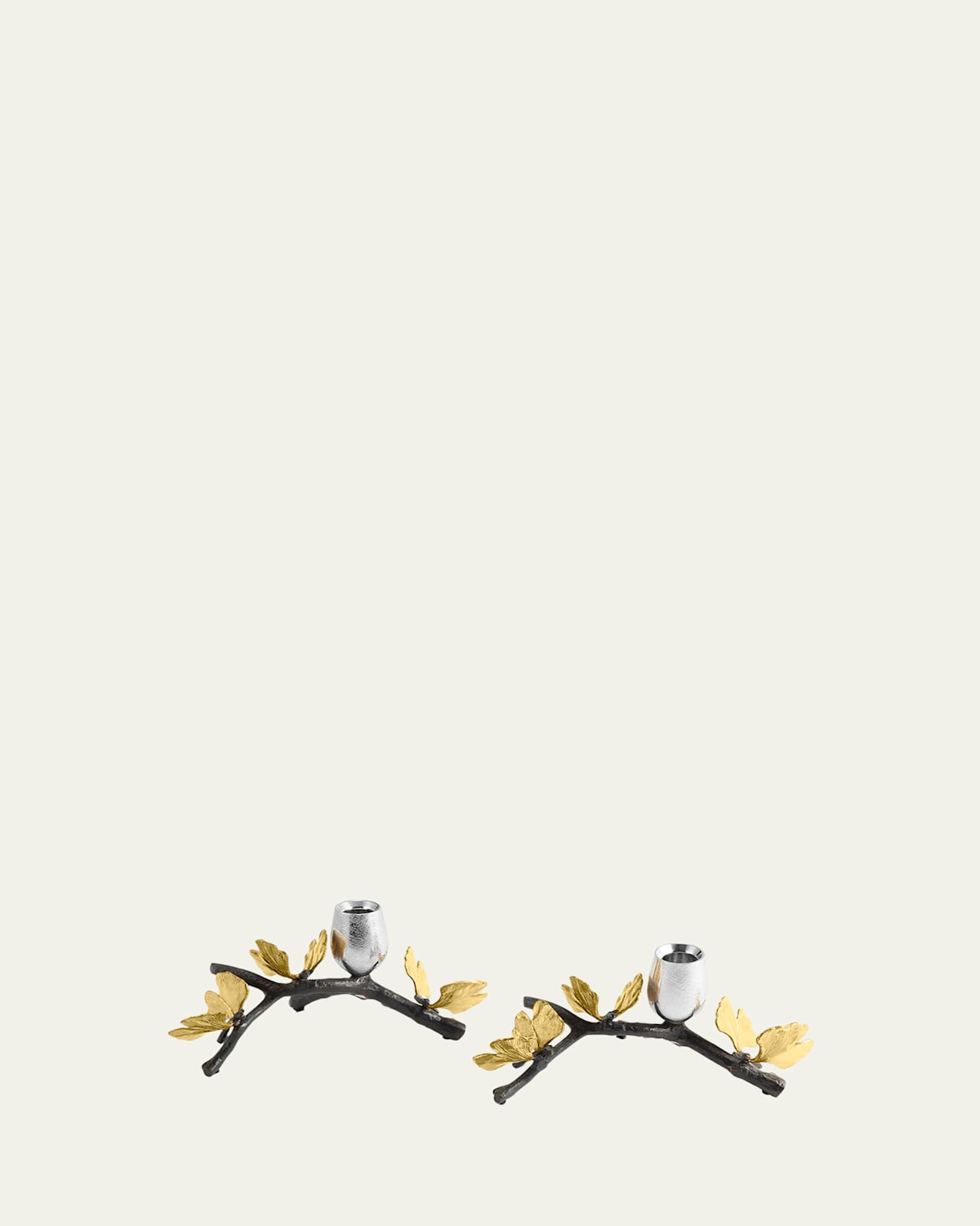 Michael Aram Butterfly Ginkgo Set Of 2 Candle Holders In Assorted
