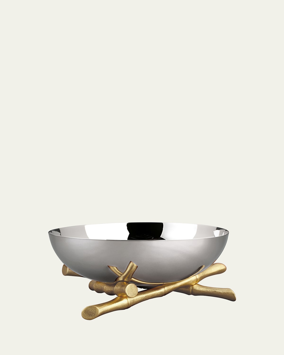 L'objet Bambou 24k Gold-plated Bowl, 12" Round In Gold/silver