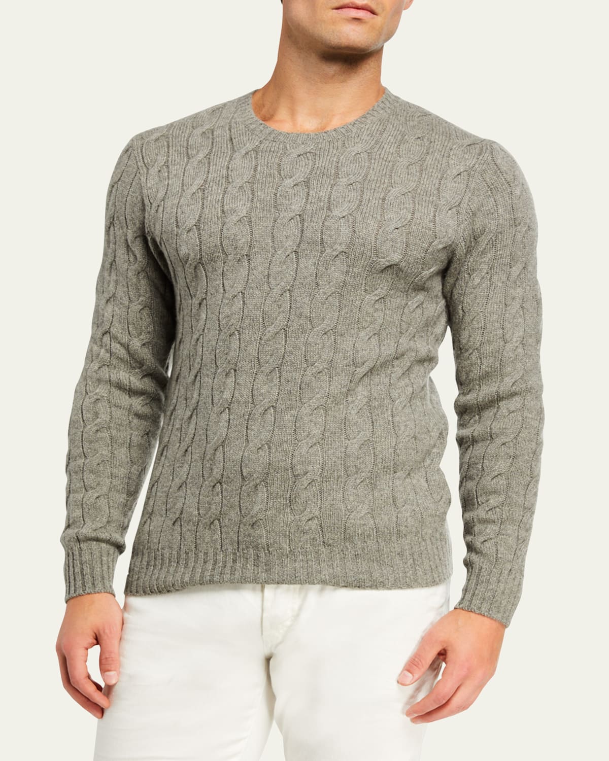 Men's Cashmere Cable-Knit Crewneck Sweater