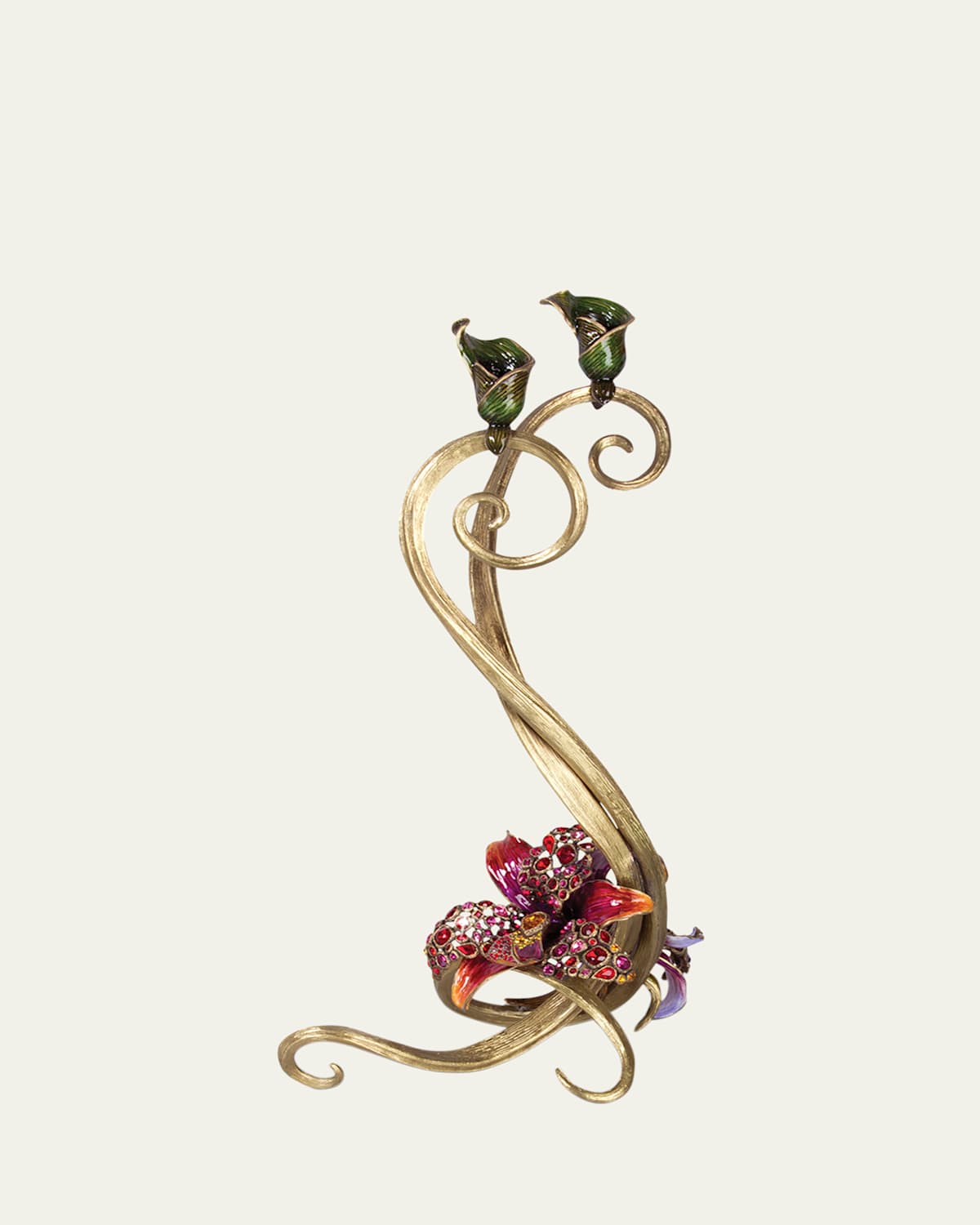Jay Strongwater Roelyn Orchid Double Candlestick In Multi Colors
