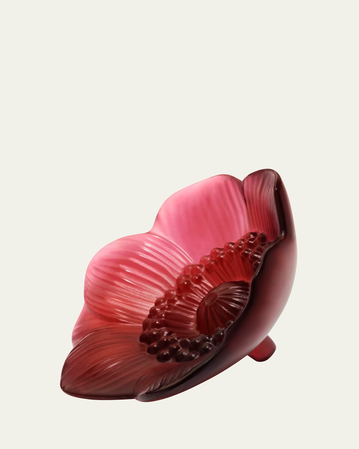 Lalique Anemone Crystal Sculpture In Red