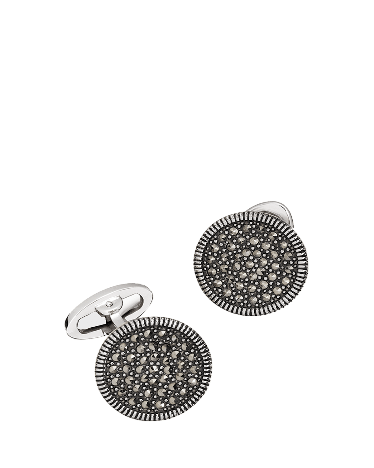 Jan Leslie Round Marcasite Cuff Links, Gray | Thumbnail 2 Jan Leslie Round Marcasite Cuff Links, Gray | Thumbnail 2