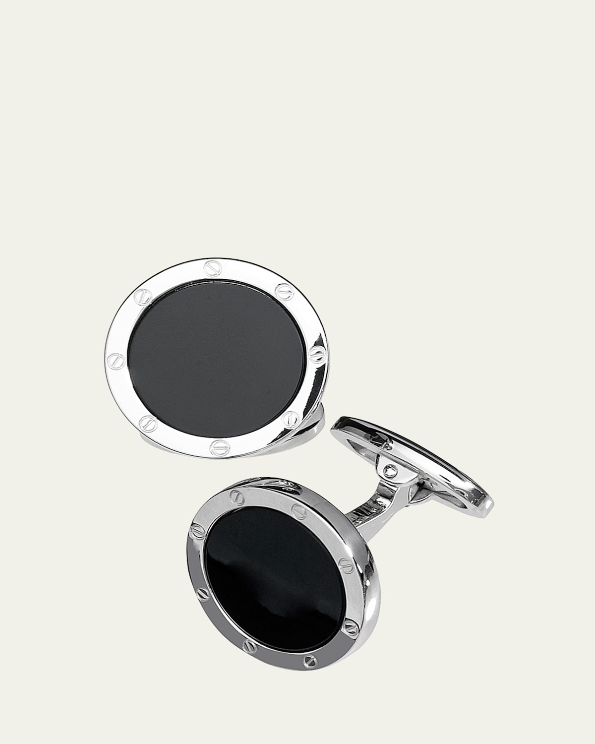 Round Onyx Cuff Links