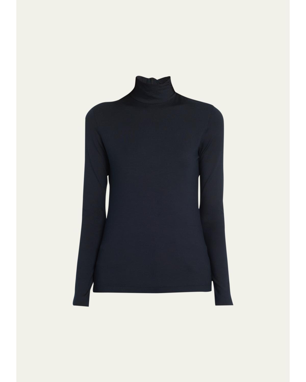 Silk-Cotton Jersey Turtleneck Top
