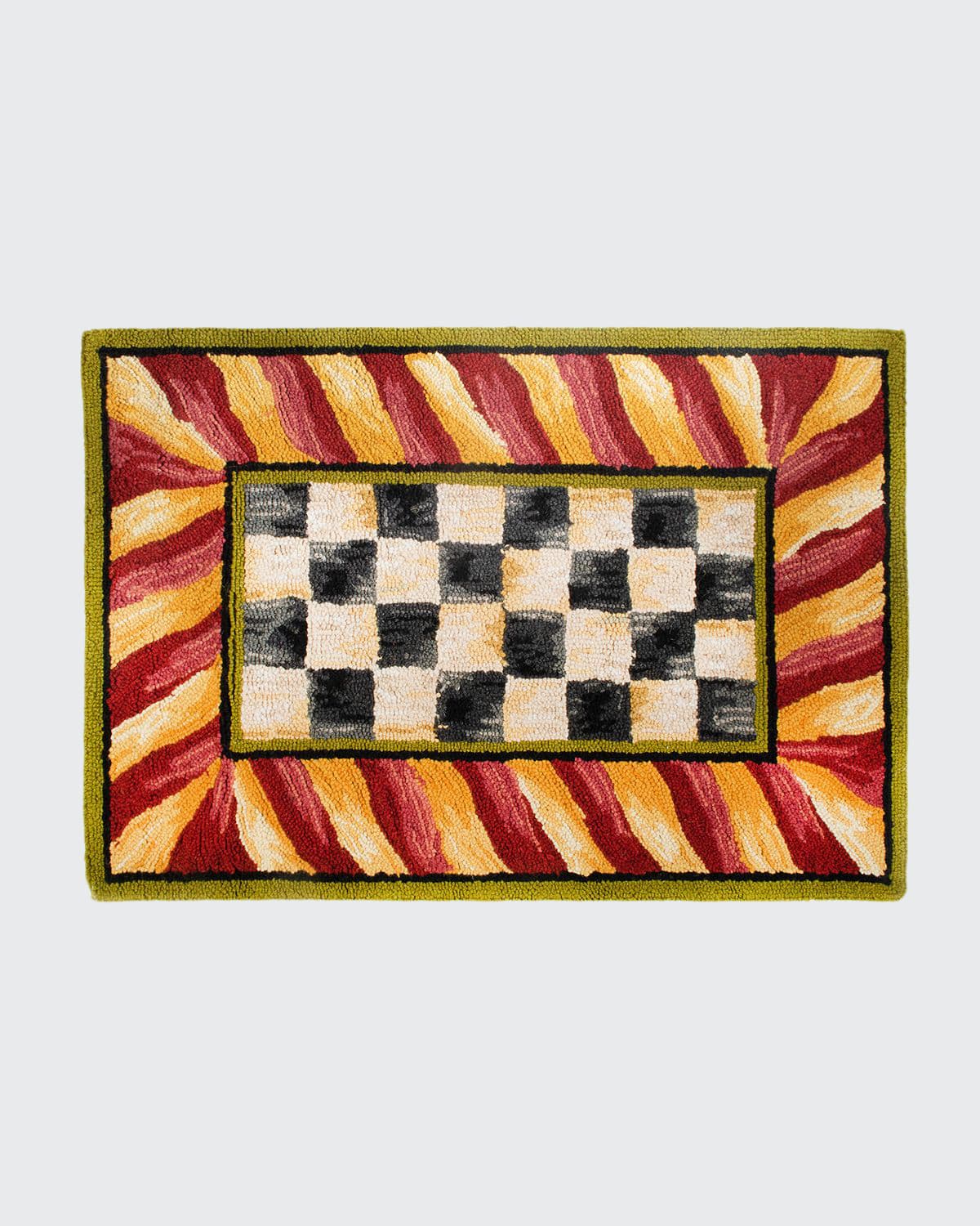 Shop Mackenzie-childs Courtly Check Rug, 2' X 3' In Red/gold
