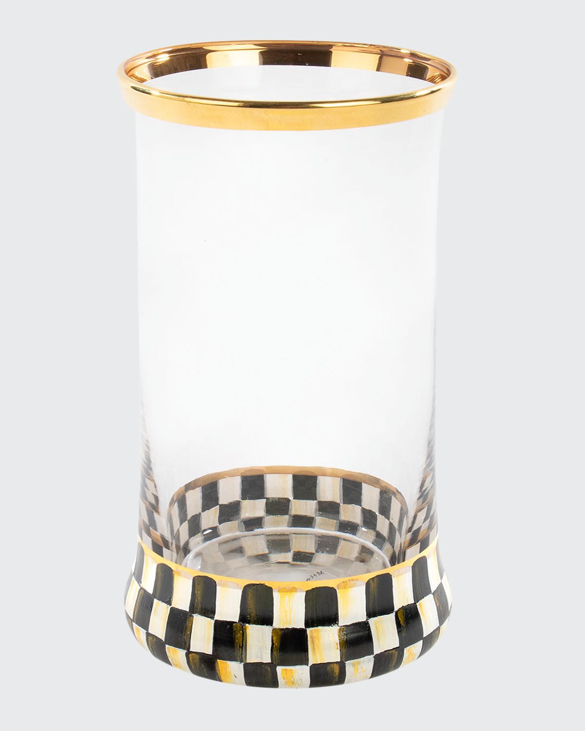 Mackenzie-childs Courtly Check Highball Glass In Black/white
