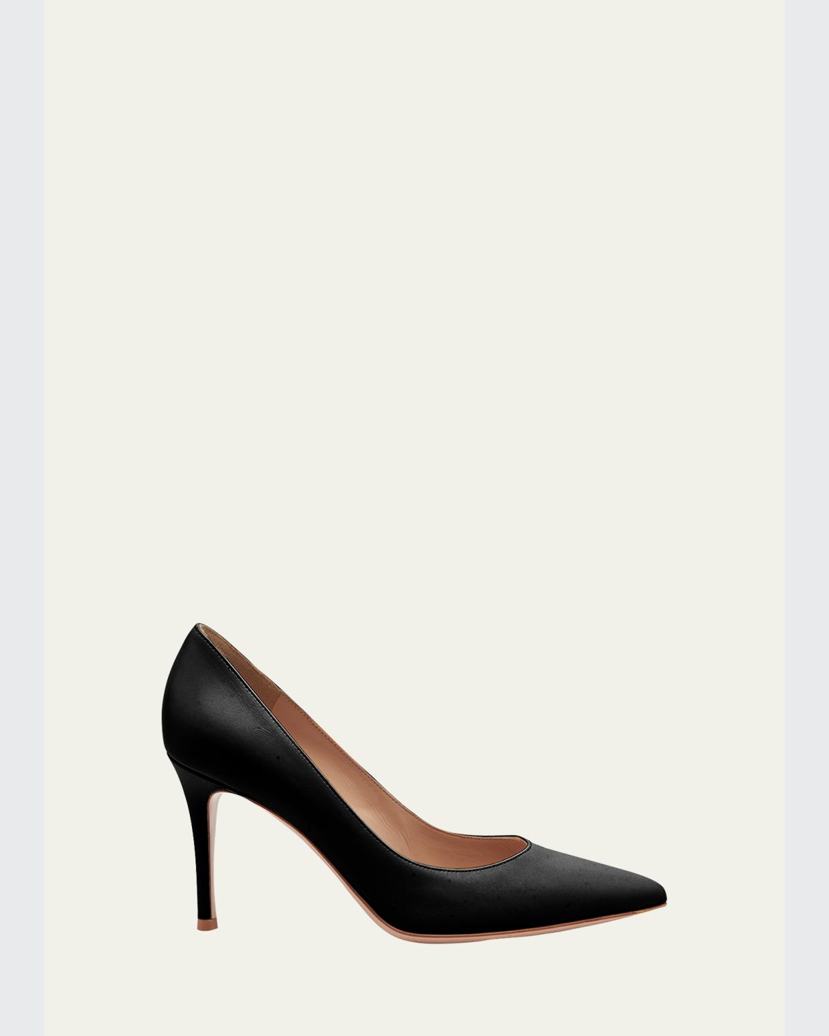 Gianvito 85 Vitello Leather Point-Toe Pumps
