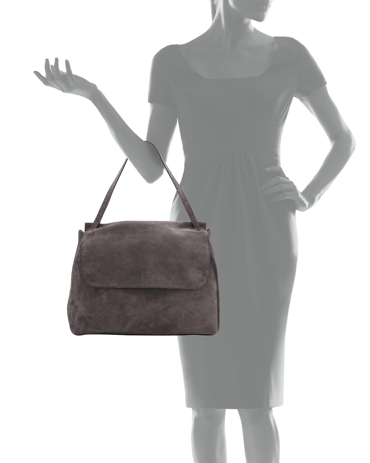 THE ROW Top Handle 14 Bag in Suede - Bergdorf Goodman
