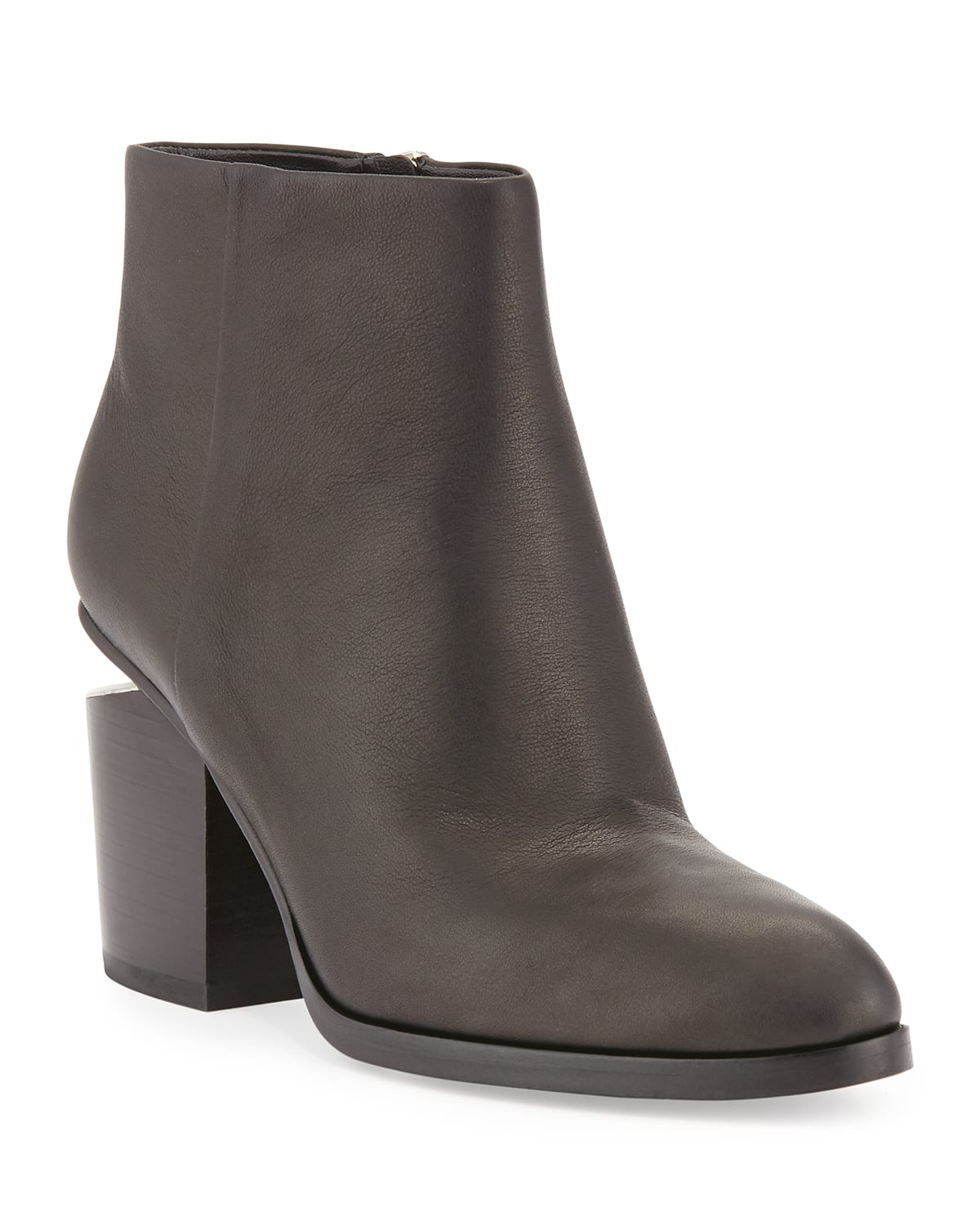 Gabi Tilt Heel Leather Boots Black Rhodium