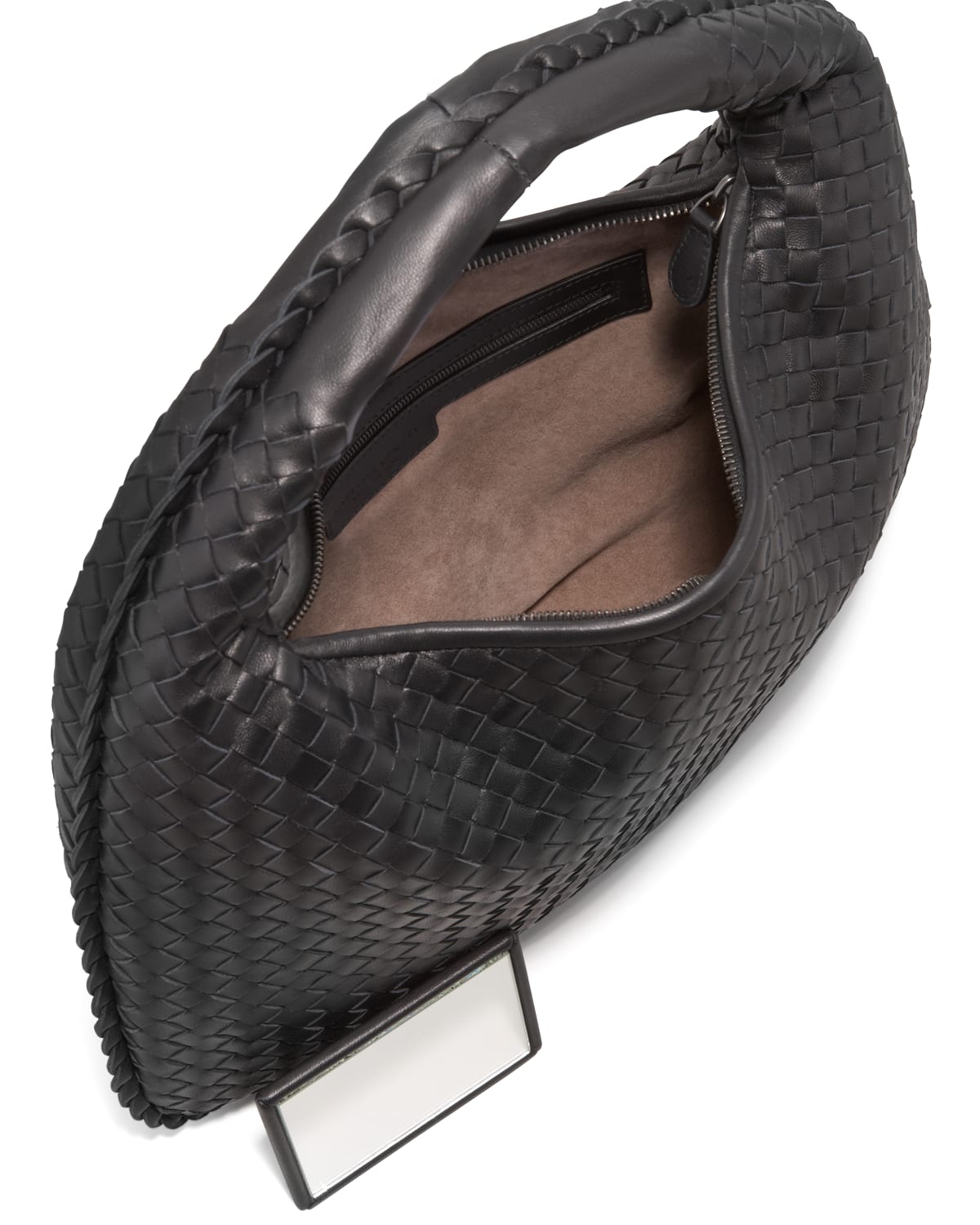 Bottega Veneta Veneta Intrecciato Medium Hobo Bag, Black