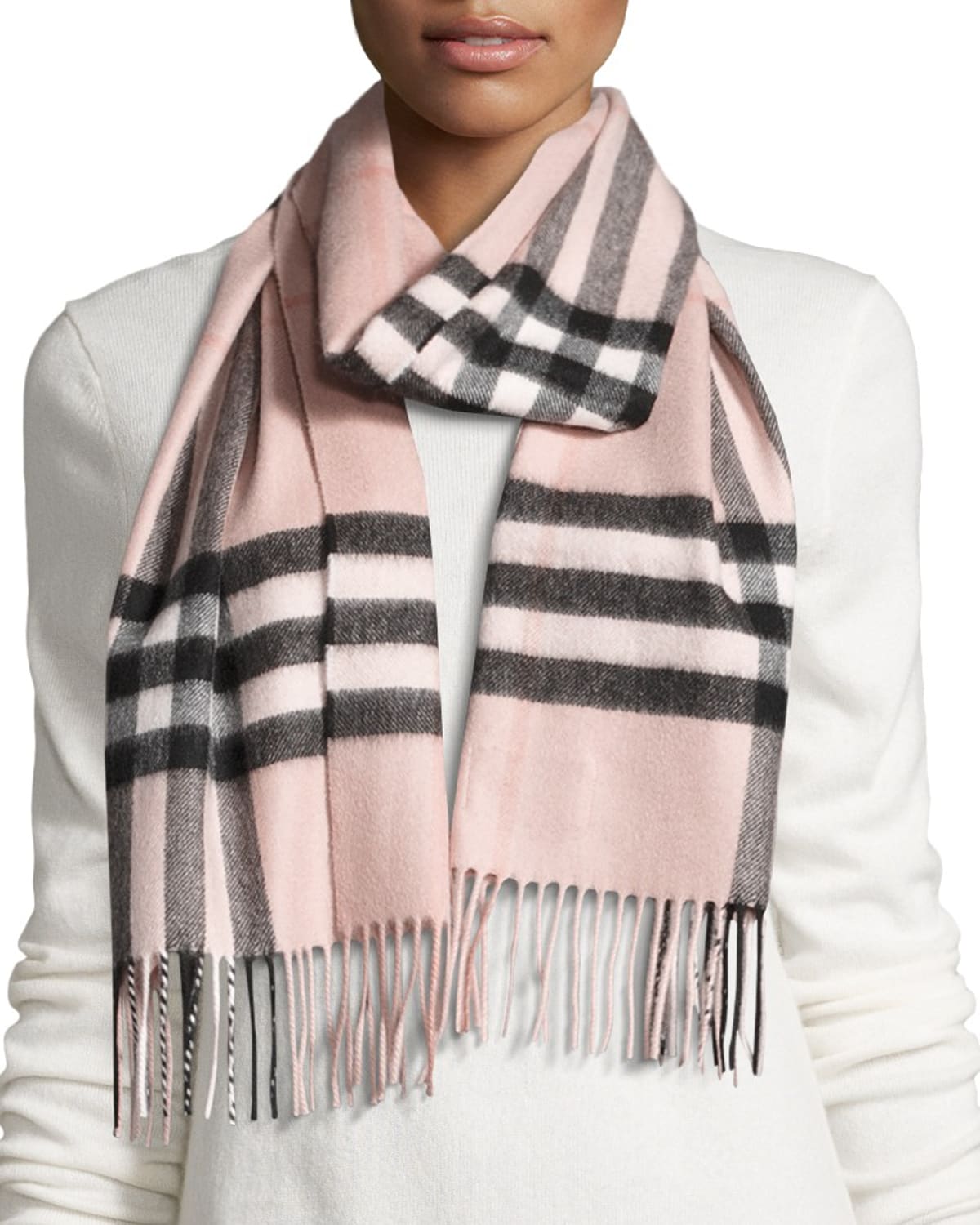 Burberry Giant Check Cashmere Scarf, Rose