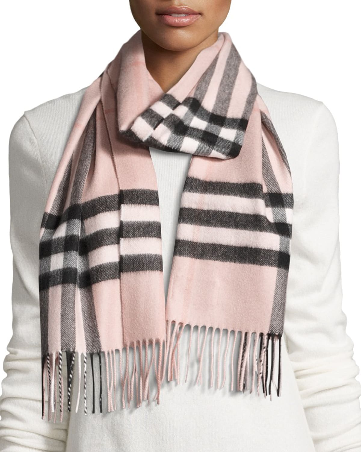 Checked Cashmere Scarf in Pink - Burberry