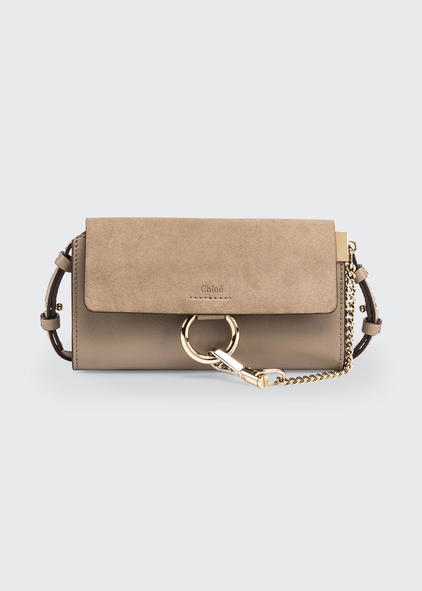 Chloe Faye Suede Leather Wallet on a Strap