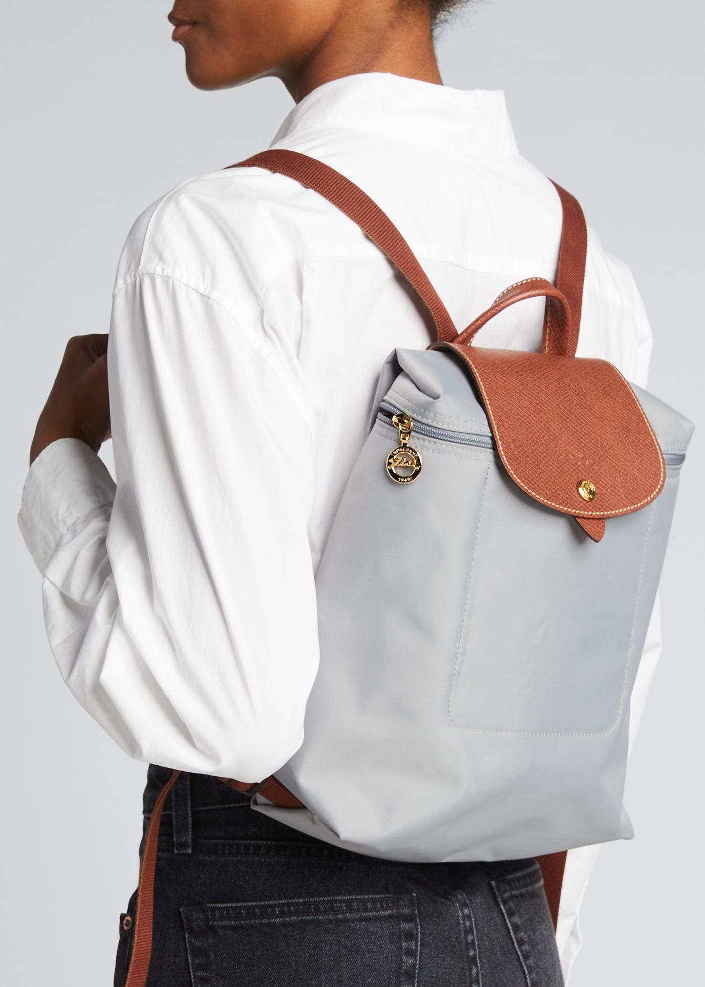 Longchamp Le‎ Pliage Backpack Gray Nylon Leather Trim Travel Lightweight Longchamp Small Le Pliage Neo Backpack - Grey Backpacks  main image 3
