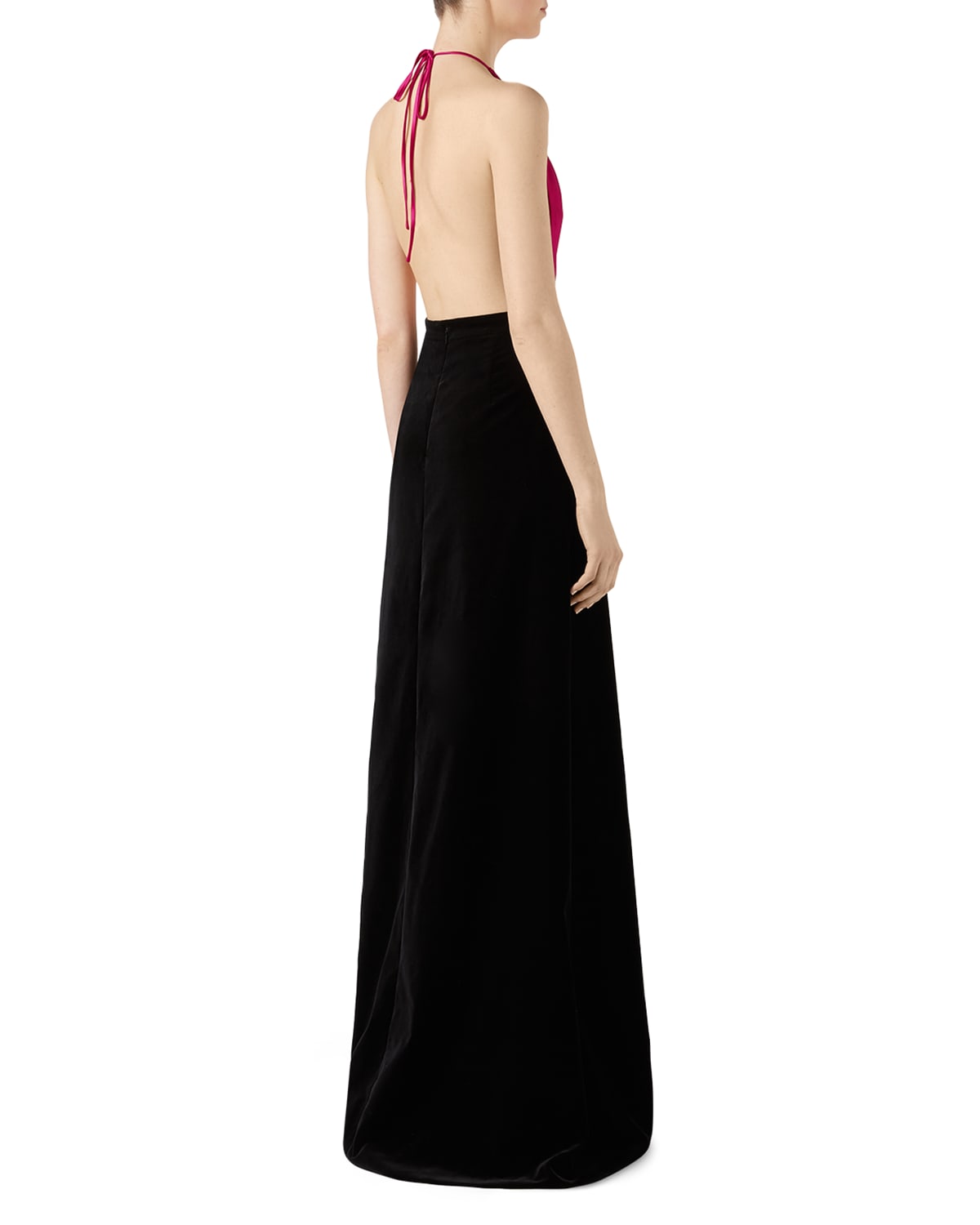 Gucci Soft Cotton Velvet Stretch Gown, Pink/Black