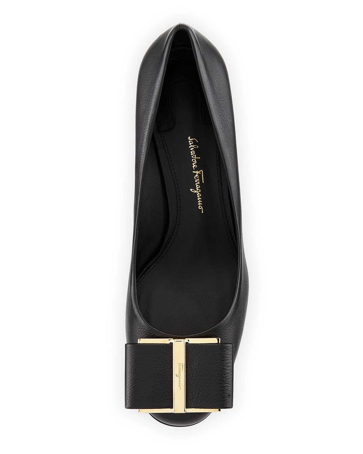Capua 55 Pebbled Leather Pumps with Vara Bow Nero