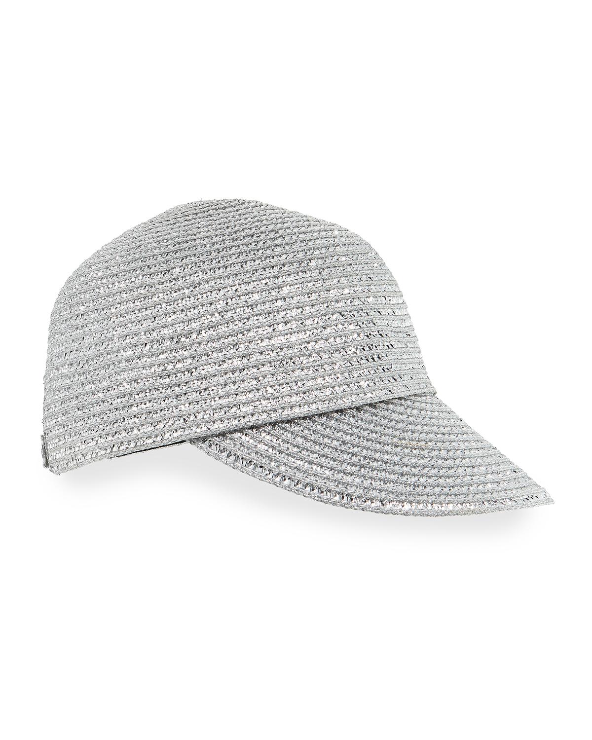 Eric Javits Mondo Woven Cap in cornflower blue spf50 m/l Eric Javits Mondo Woven Squishee Cap, red, resort, vacation  main image 4