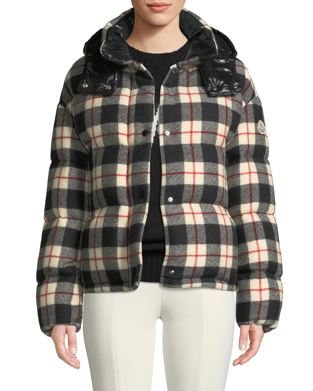 迪卡 MONCLER CAILLE ダウンジャケット サイズ1 チェック MONCLER（モンクレール） 美品 20-21AW STECKNADEL HORN ウール