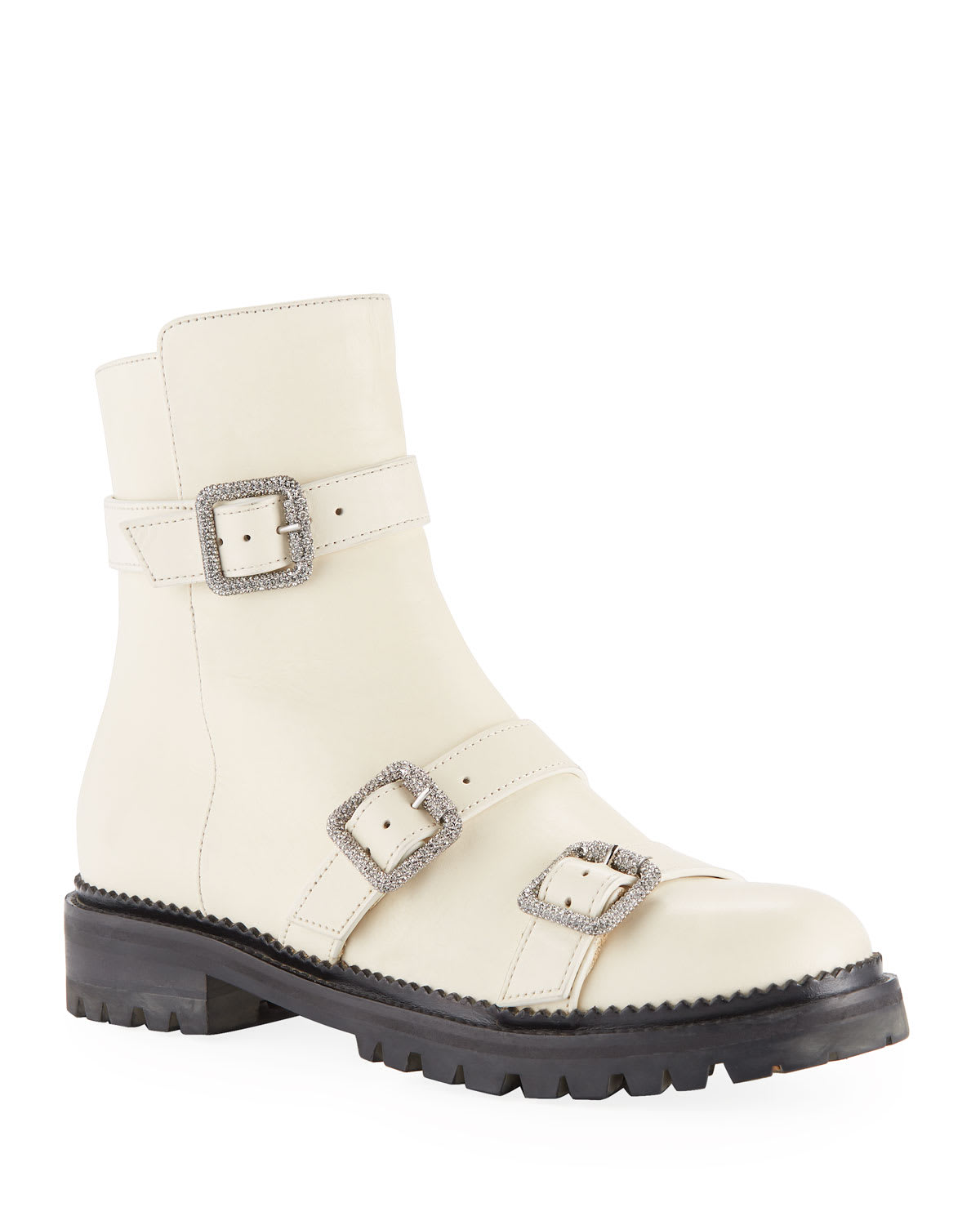 Jimmy Choo Hank Triple Strap Leather Moto Boots