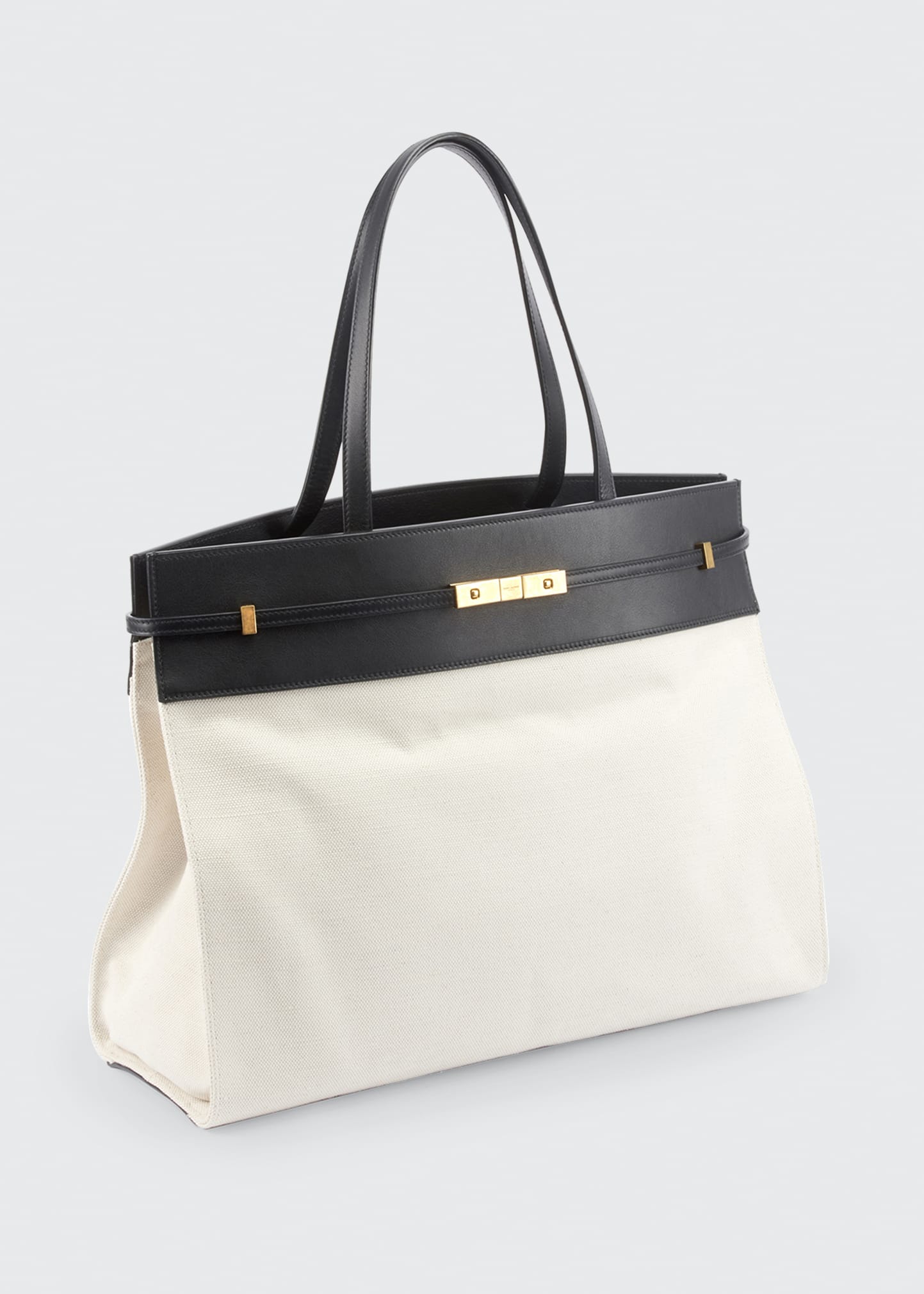 Saint Laurent Manhattan Medium Two-Tone Canvas/Leather Tote Bag