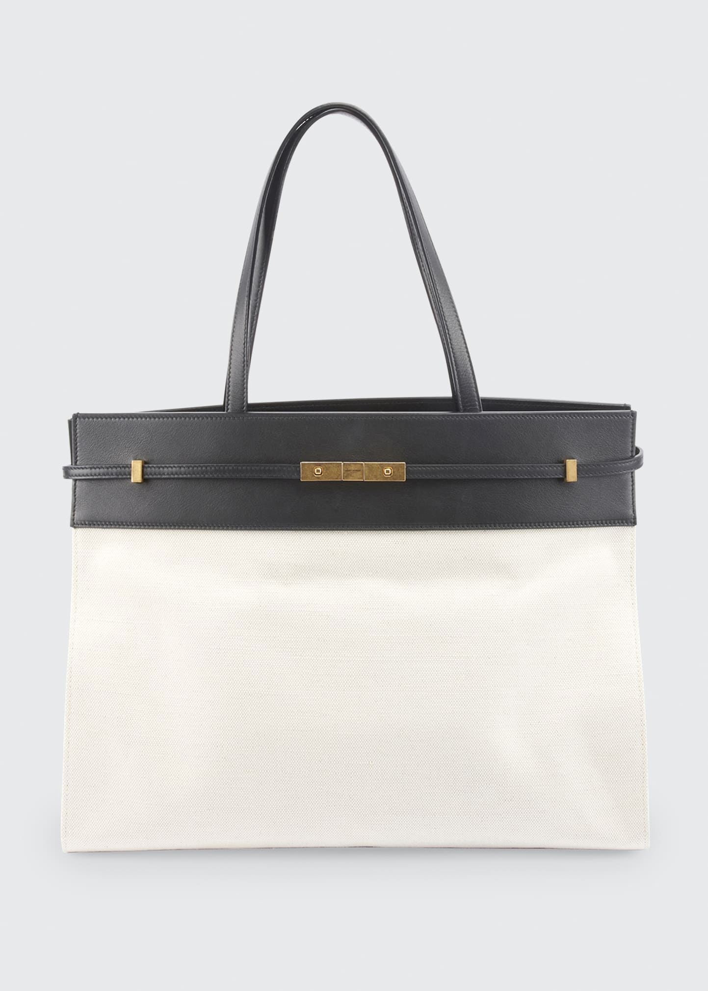 Saint Laurent Manhattan Medium Two-Tone Canvas/Leather Tote Bag