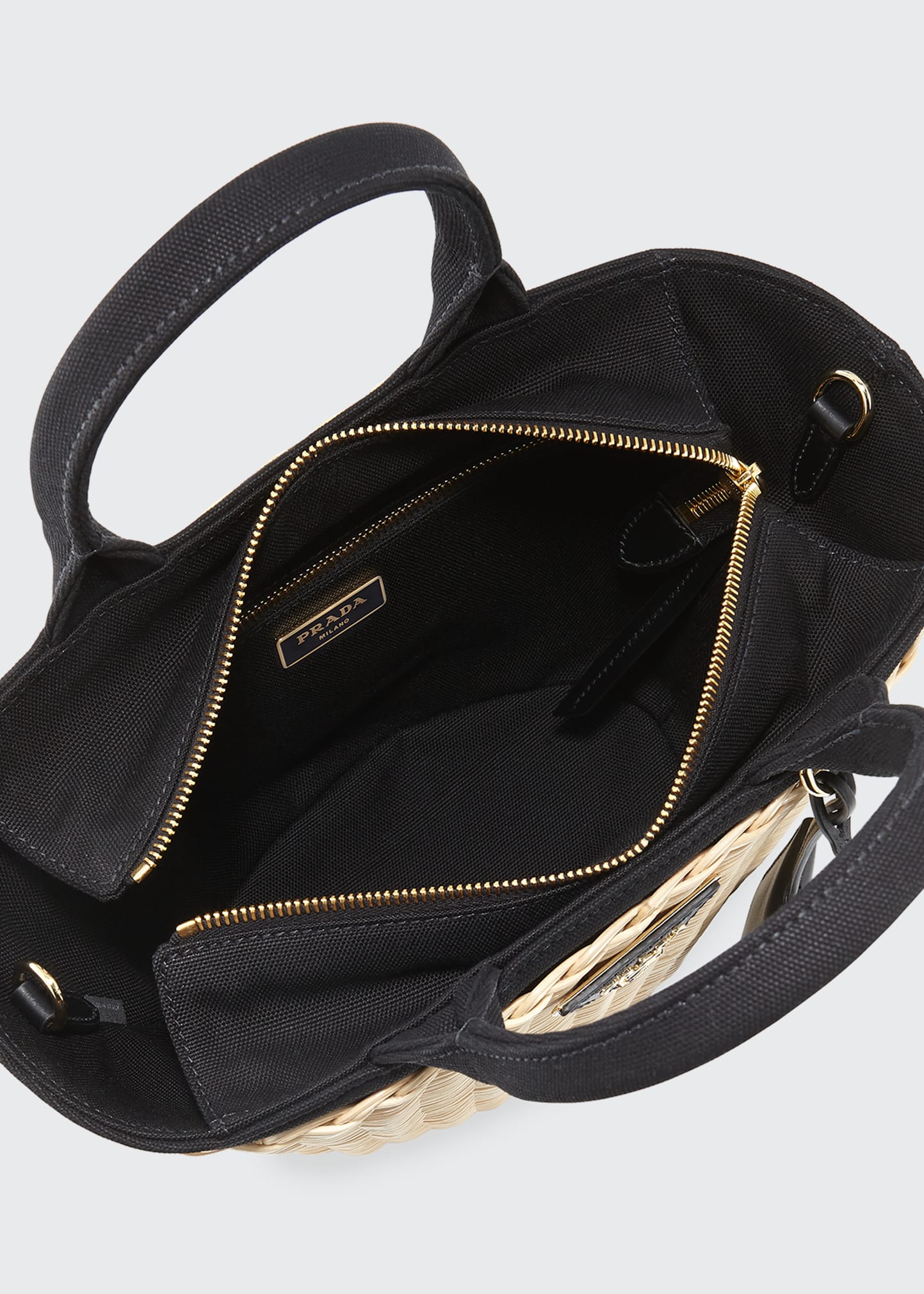 Prada Midollino Small Wicker & Canvas Tote Bag - Bergdorf Goodman