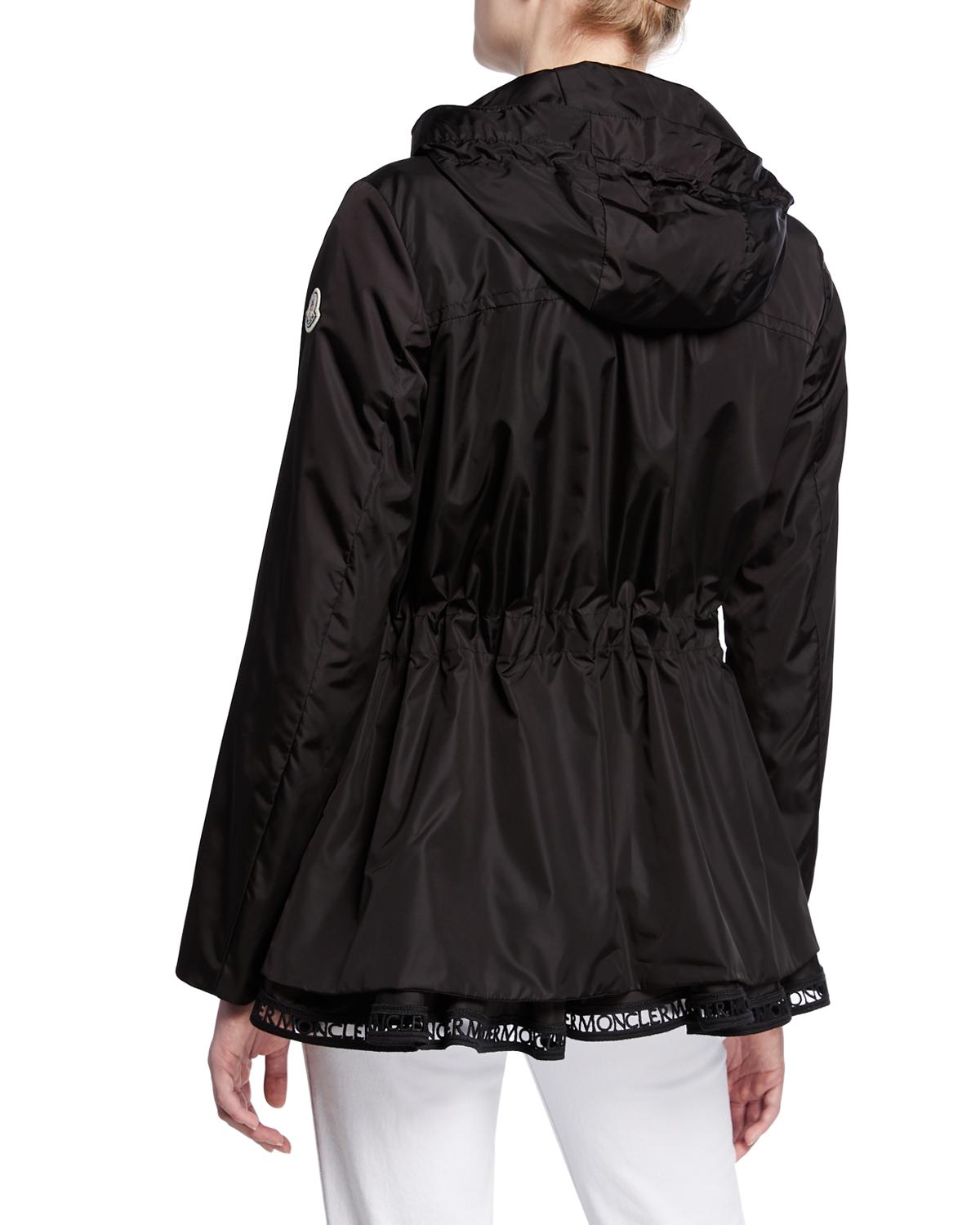 Moncler Loty Logo-Trim Peplum Rain Jacket - Bergdorf Goodman