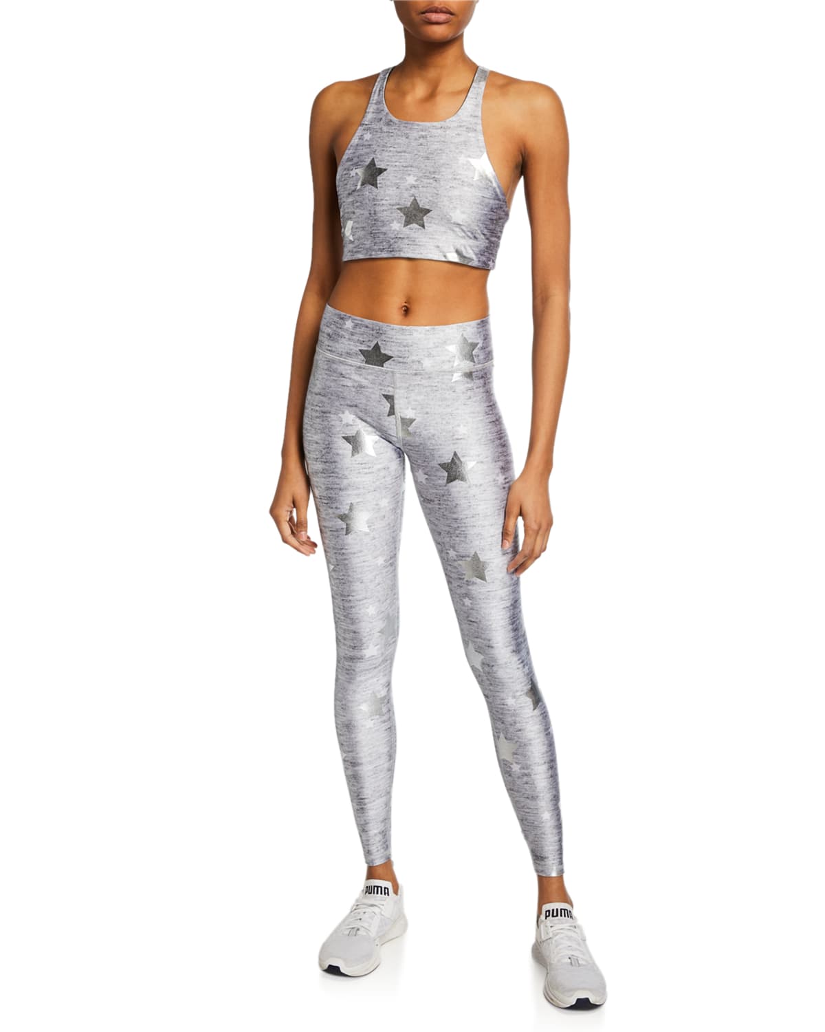 Star Foil Terez Capri Leggings Terez Stars Foil-Printed Heathered