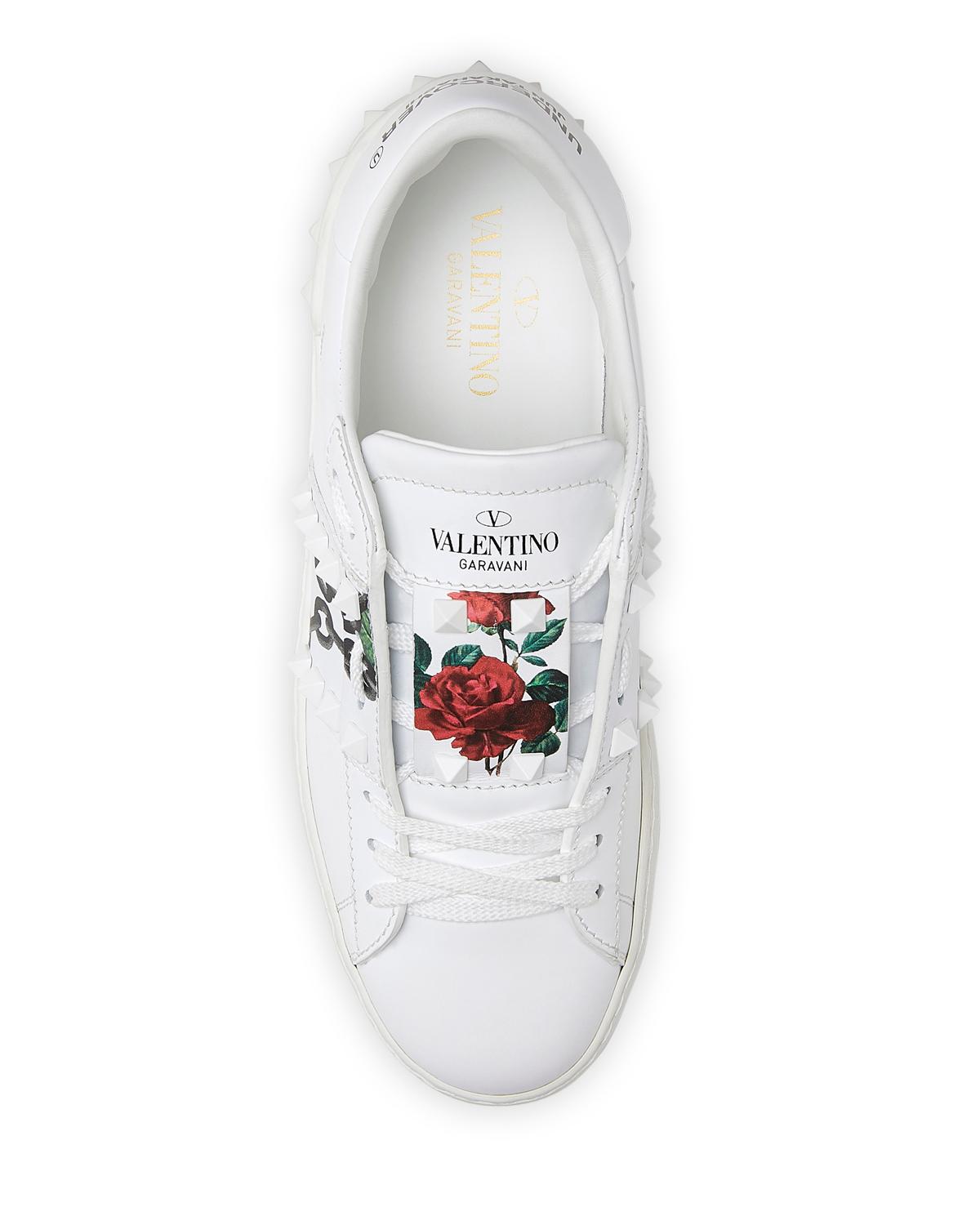 Valentino Garavani Rockstud Undercover Rose-Print Sneakers 