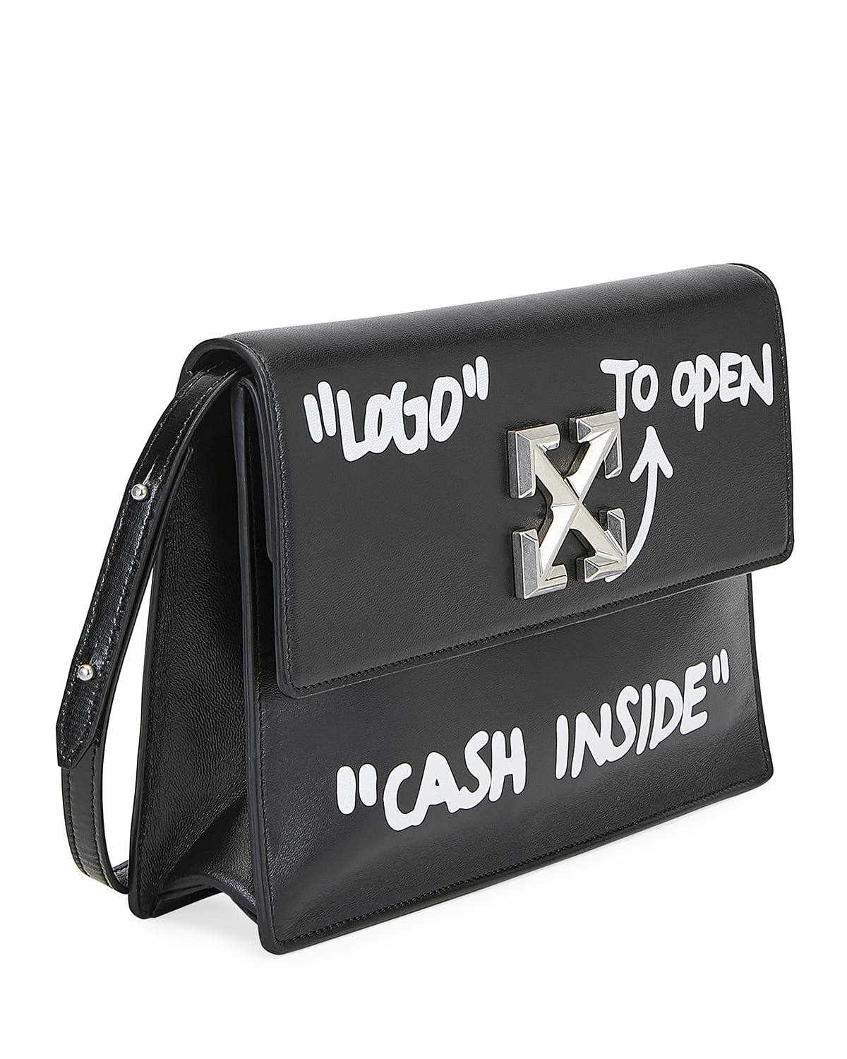 Off-White Jitney Cash Inside Top-Handle Bag, Black/White