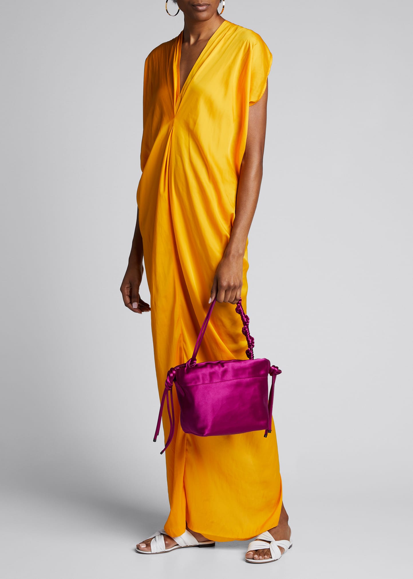 Dries Van Noten Satin Drawstring Bucket Bag - Bergdorf Goodman