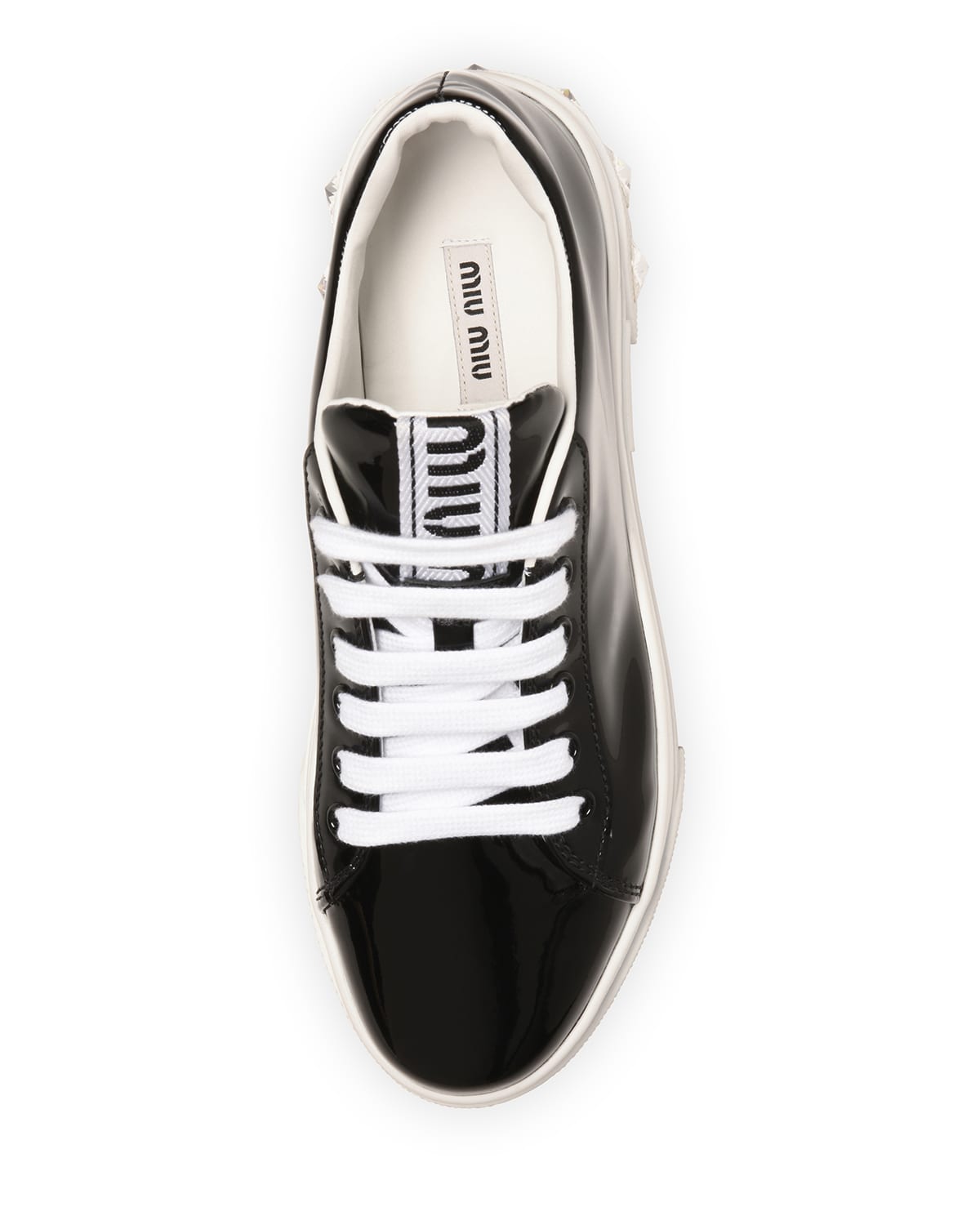 Miu Miu Patent Leather Sneakers with Crystal Heel - Bergdorf