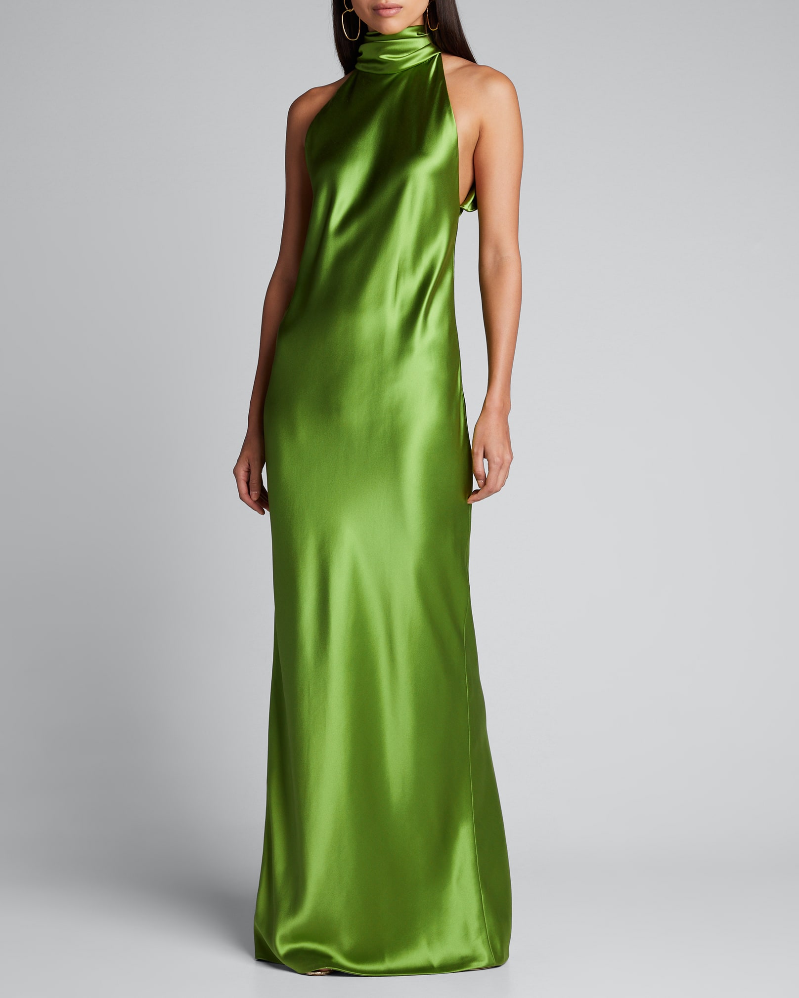 Brandon Maxwell Backless Silk Halter Gown - Bergdorf Goodman