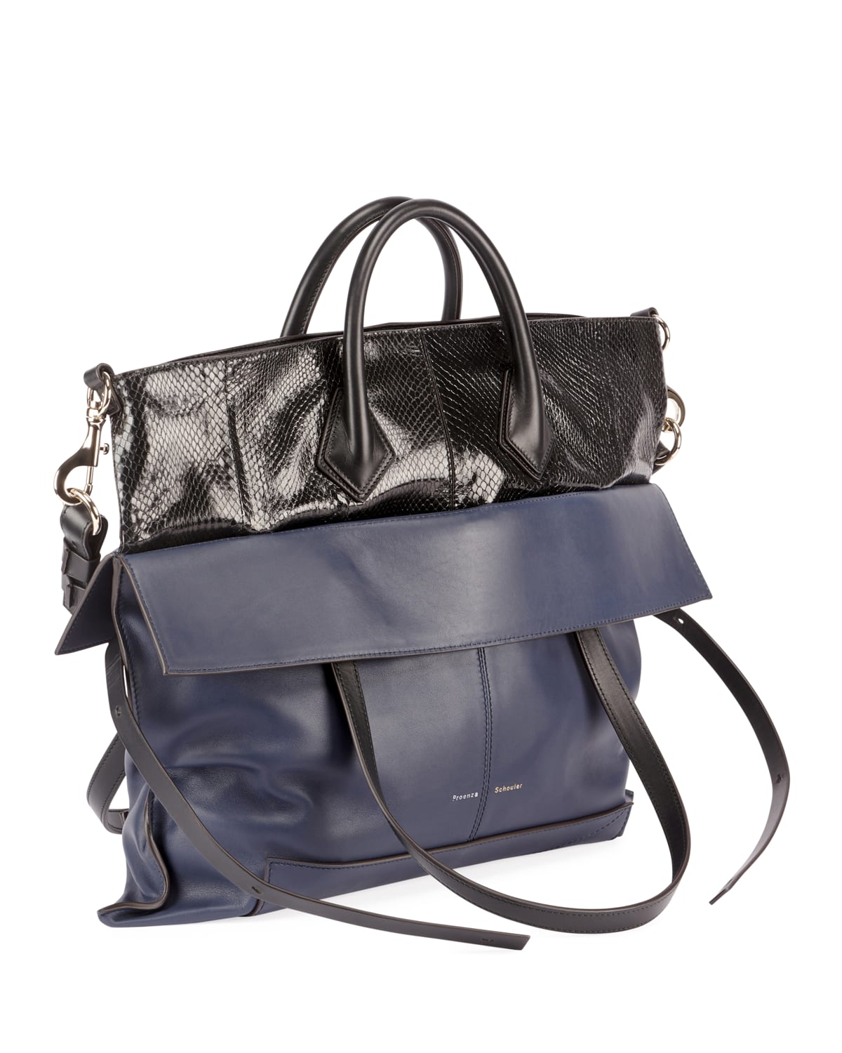 Proenza Schouler PS19 Large Leather and Ayers Snakeskin Crossbody