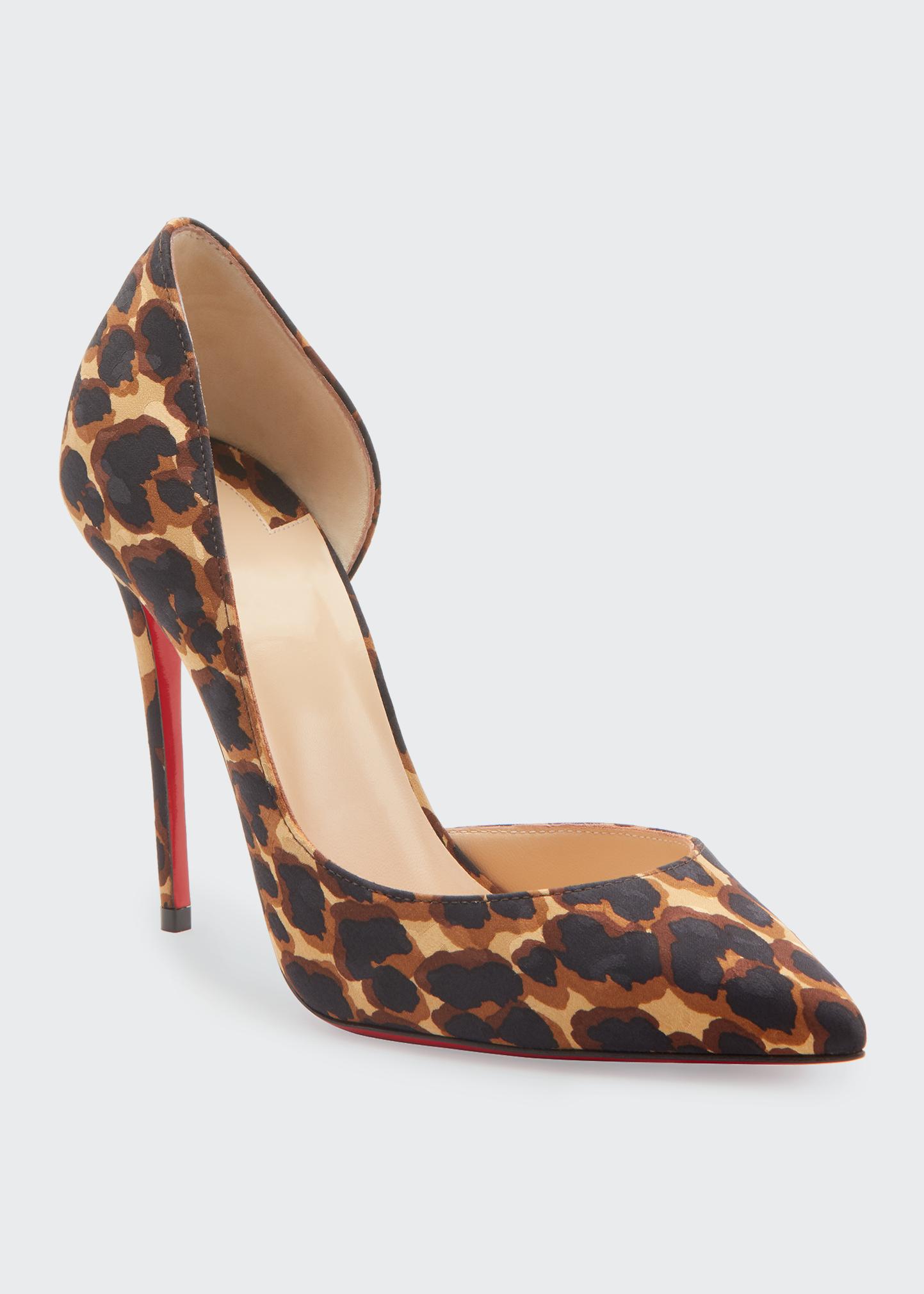 Christian Louboutin Iriza Leopard-Print Satin Red Sole Pumps 