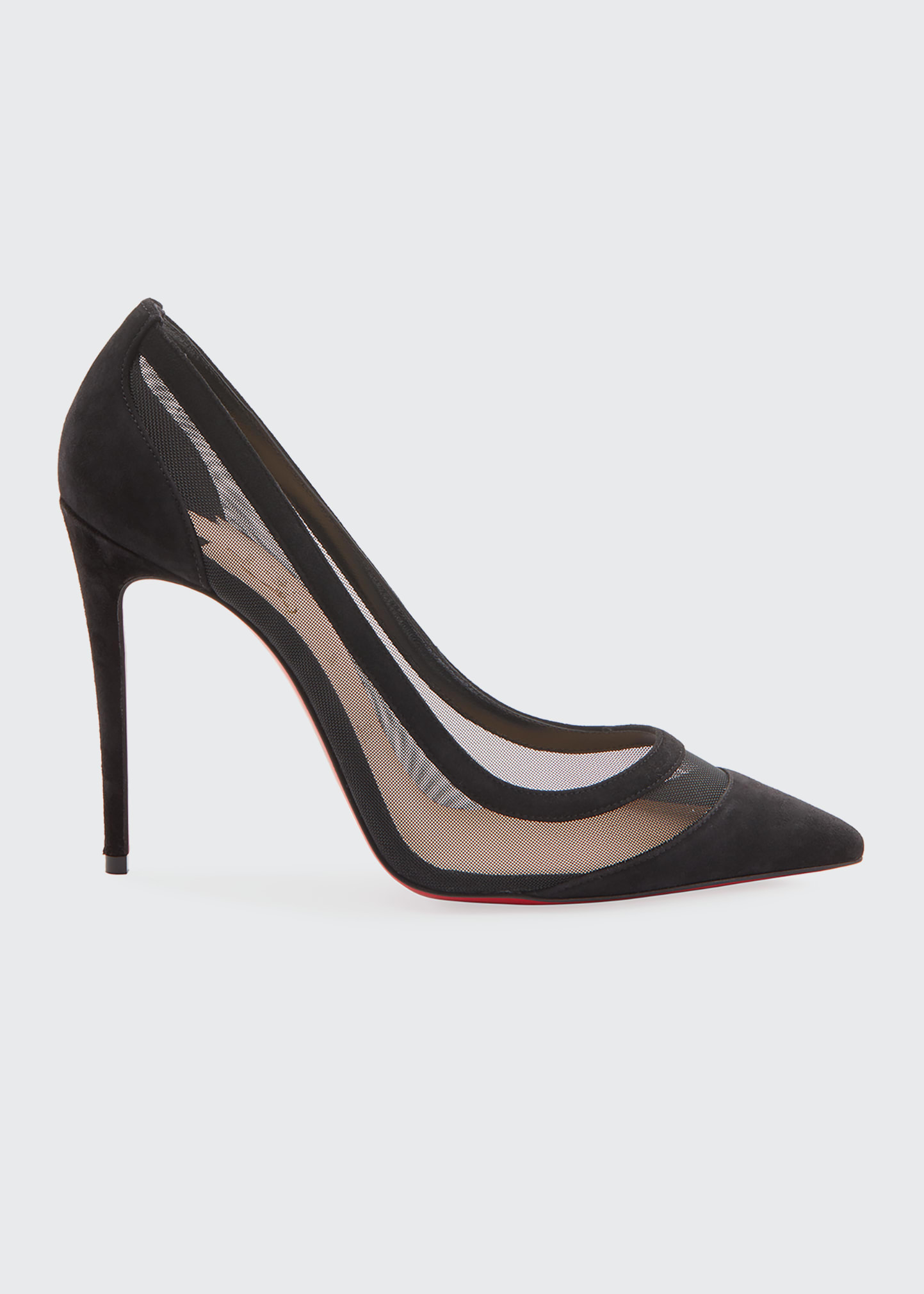 Christian Louboutin Galativi Suede/Mesh Red Sole Pumps Bergdorf