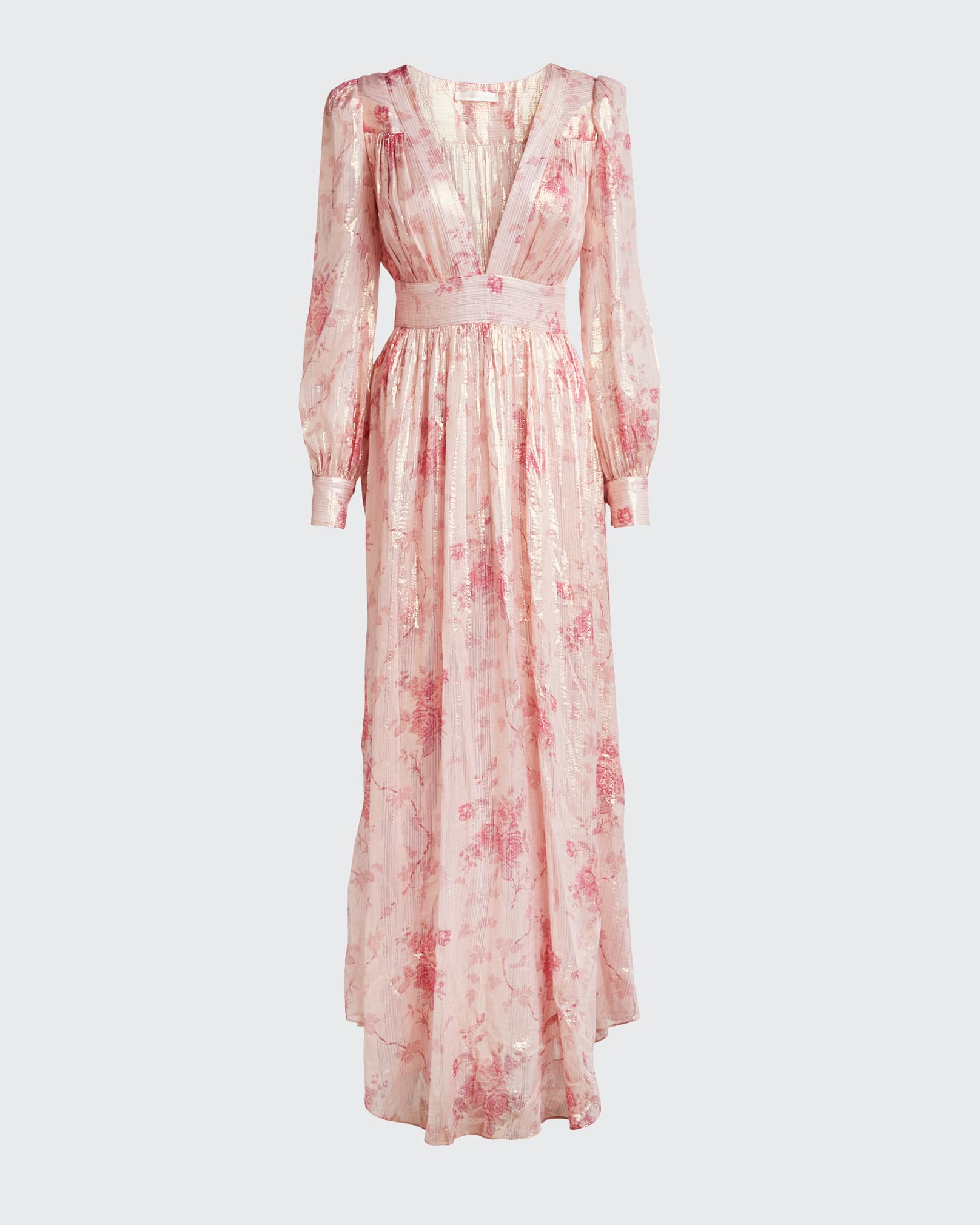 LoveShackFancy Cyrena Floral-Print Silk V-Neck Dress - Bergdorf Goodman