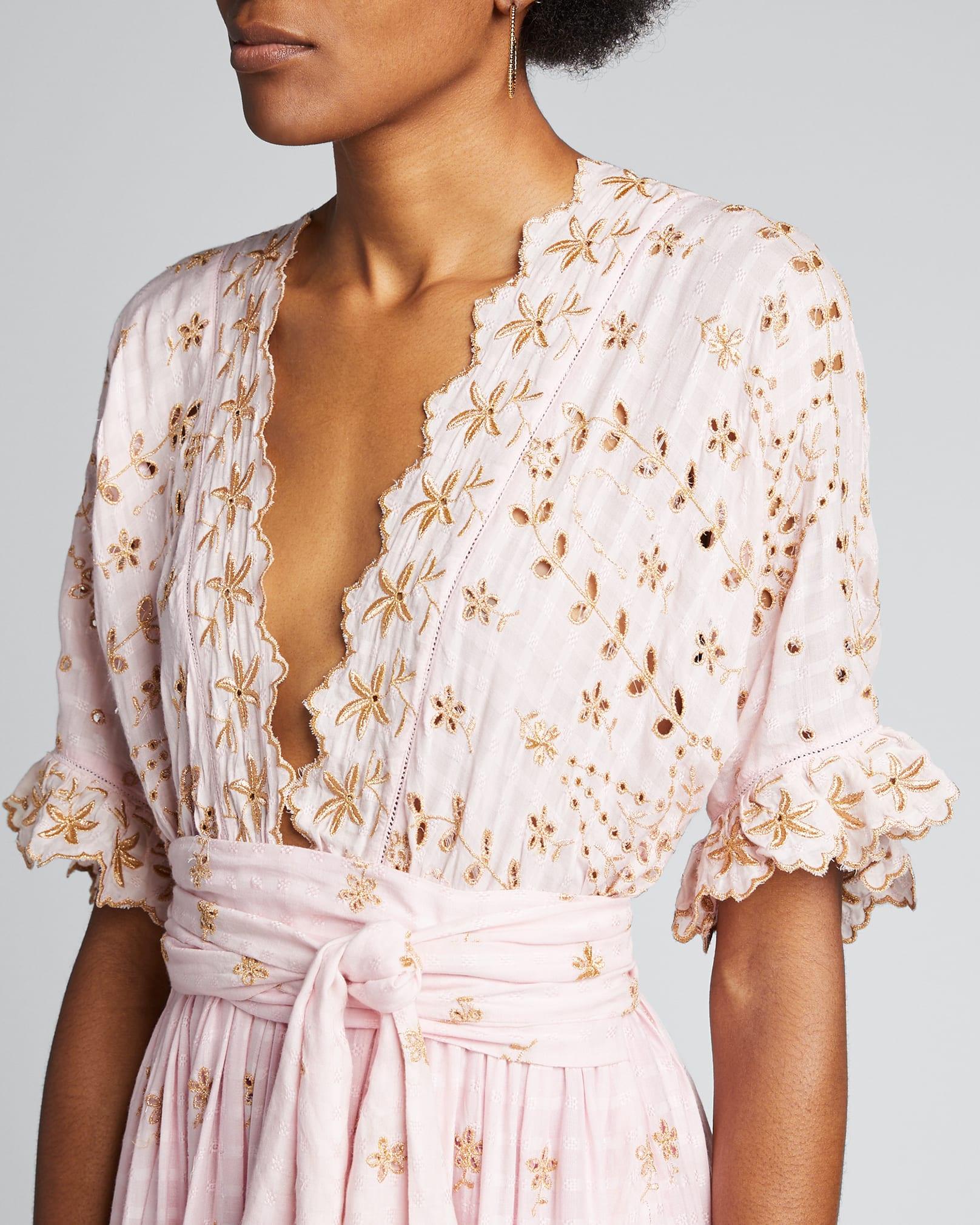 LoveShackFancy Augusta Embroidered Eyelet Plunging Midi Dress - Bergdorf  Goodman