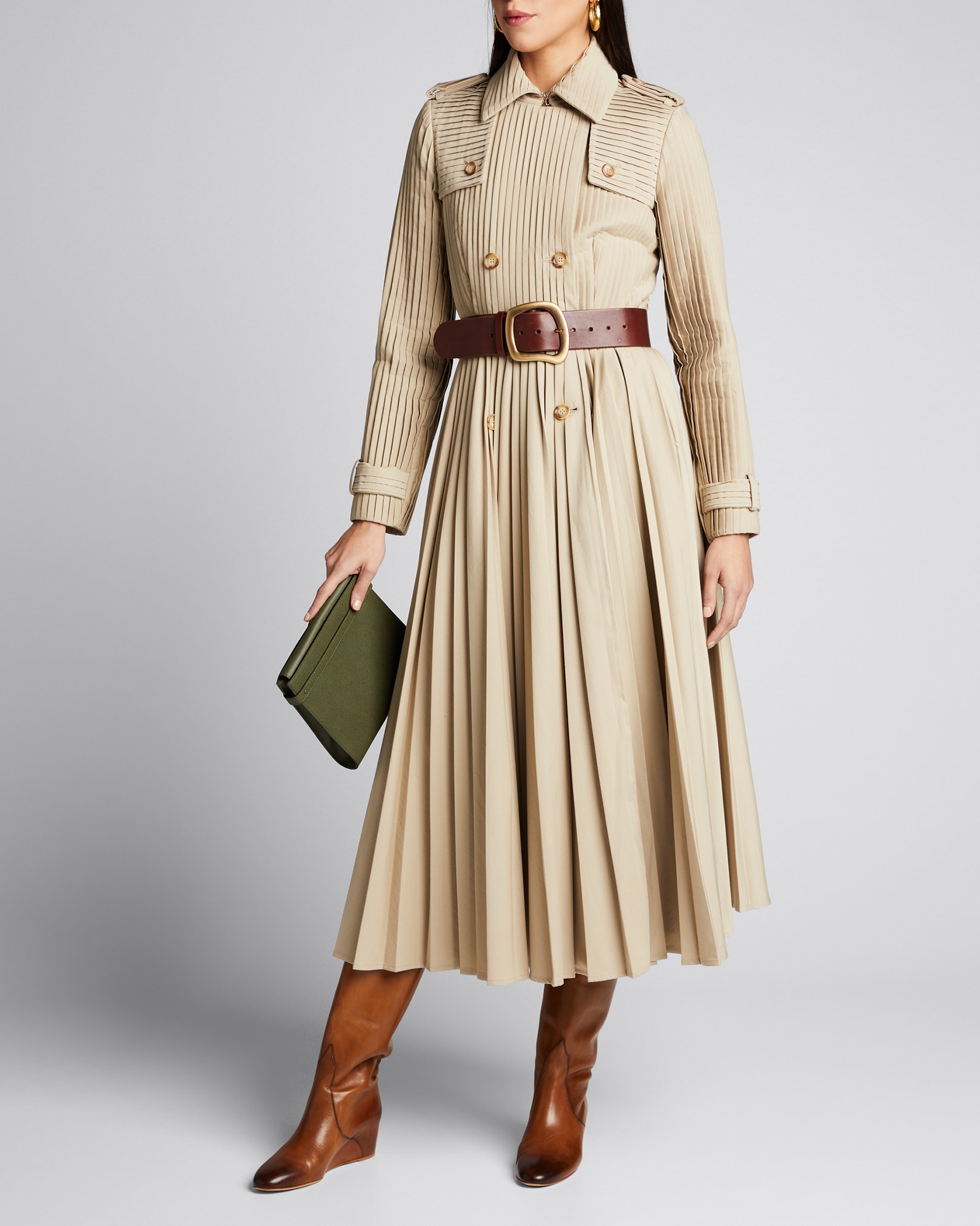 Gabriela Hearst Stein Pleated Trench Coat - Bergdorf Goodman