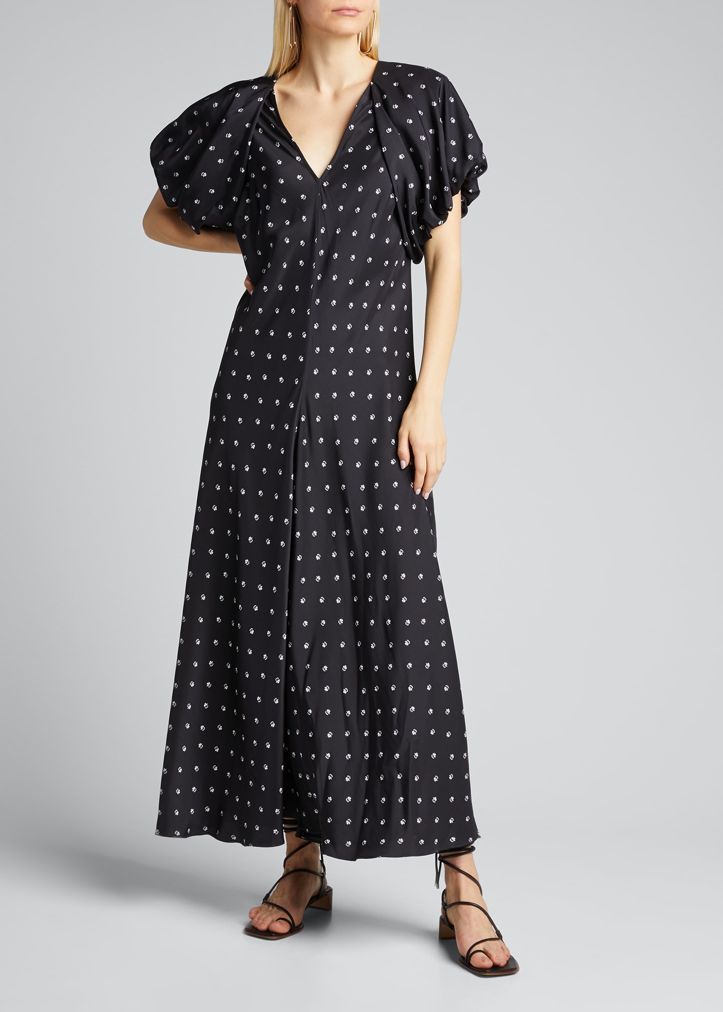 Lee Mathews Roxie Puff Sleeve Bias Dress