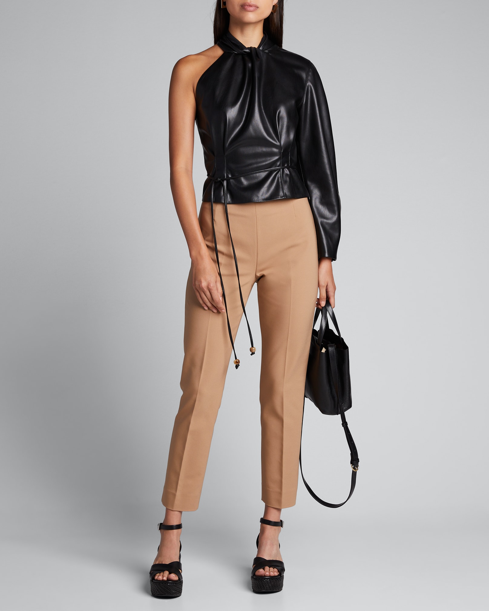 Nanushka Elodia Vegan Leather Asymmetric Blouse