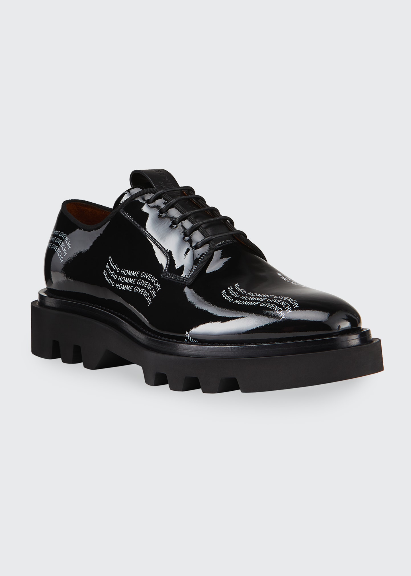 Givenchy Men's Combat Patent Leather Logo Derby Shoes - Bergdorf