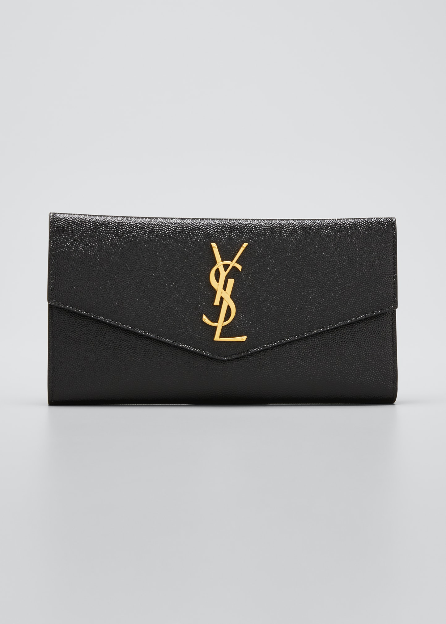 uptown medium ysl monogram croc embossed clutch bag