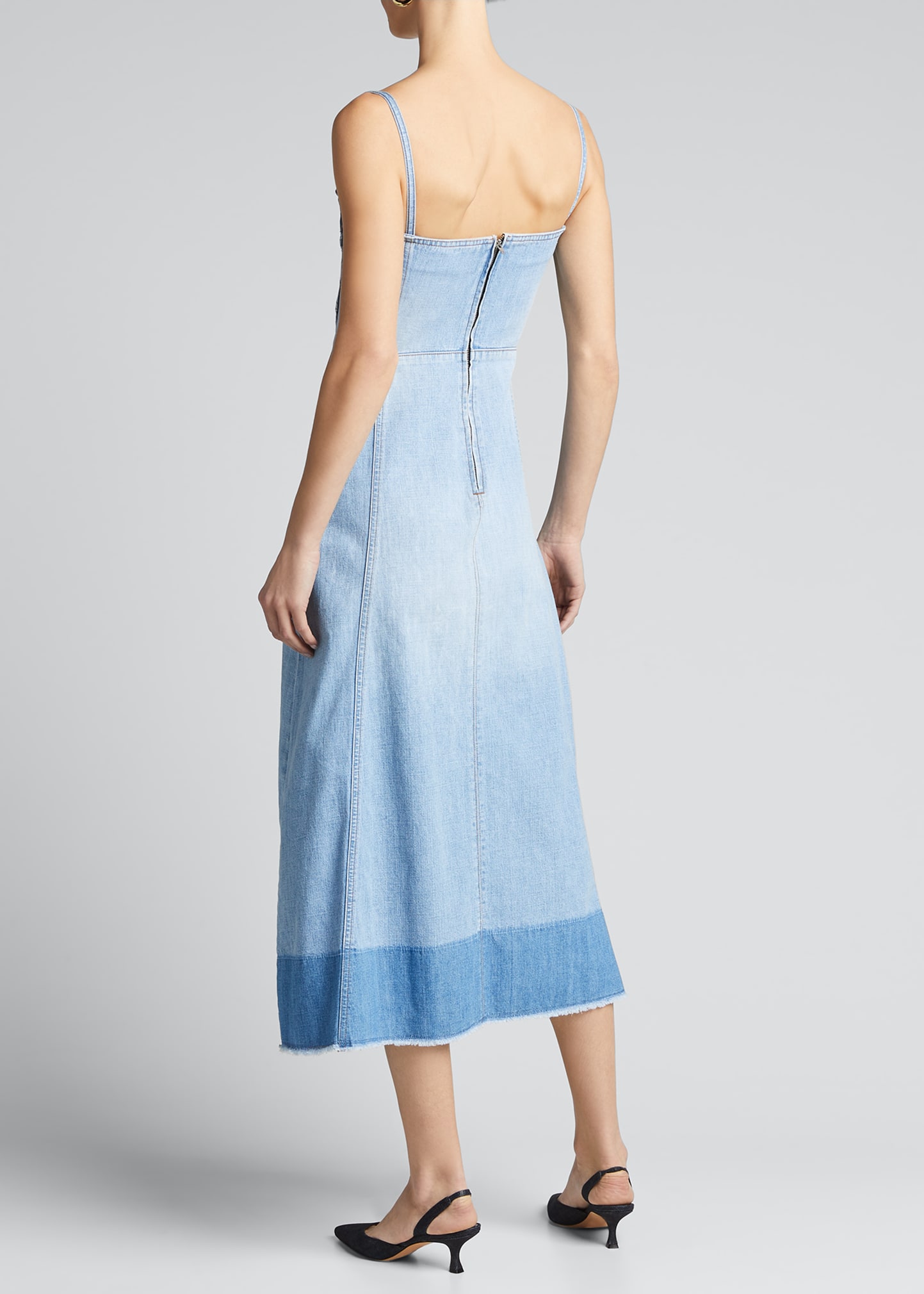 red valentino denim dress Red Valentino - Patterned denim dress WR3DA01F62N