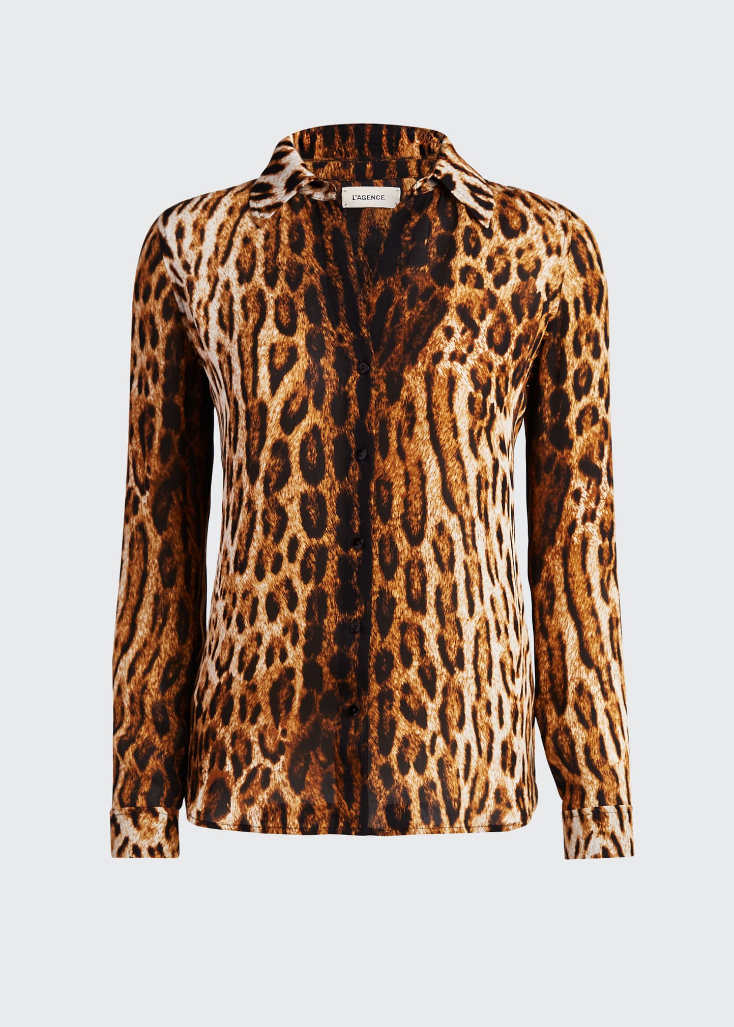 L'AGENCE Womens Nina Leopard hotsell Silk Long Sleeve Button Up Blouse