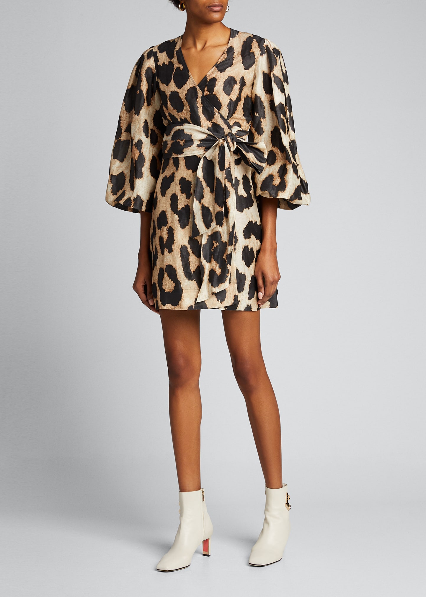 ganni leopard print silk dress Leopard-print chiffon maxi dress - leopard print