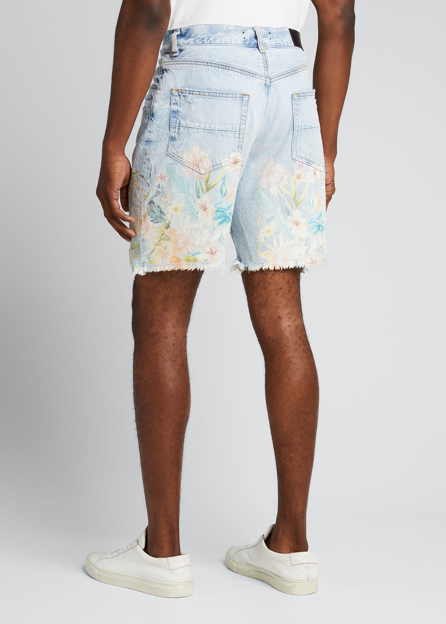 Amiri Men's Floral Leaf Denim Shorts - Bergdorf Goodman