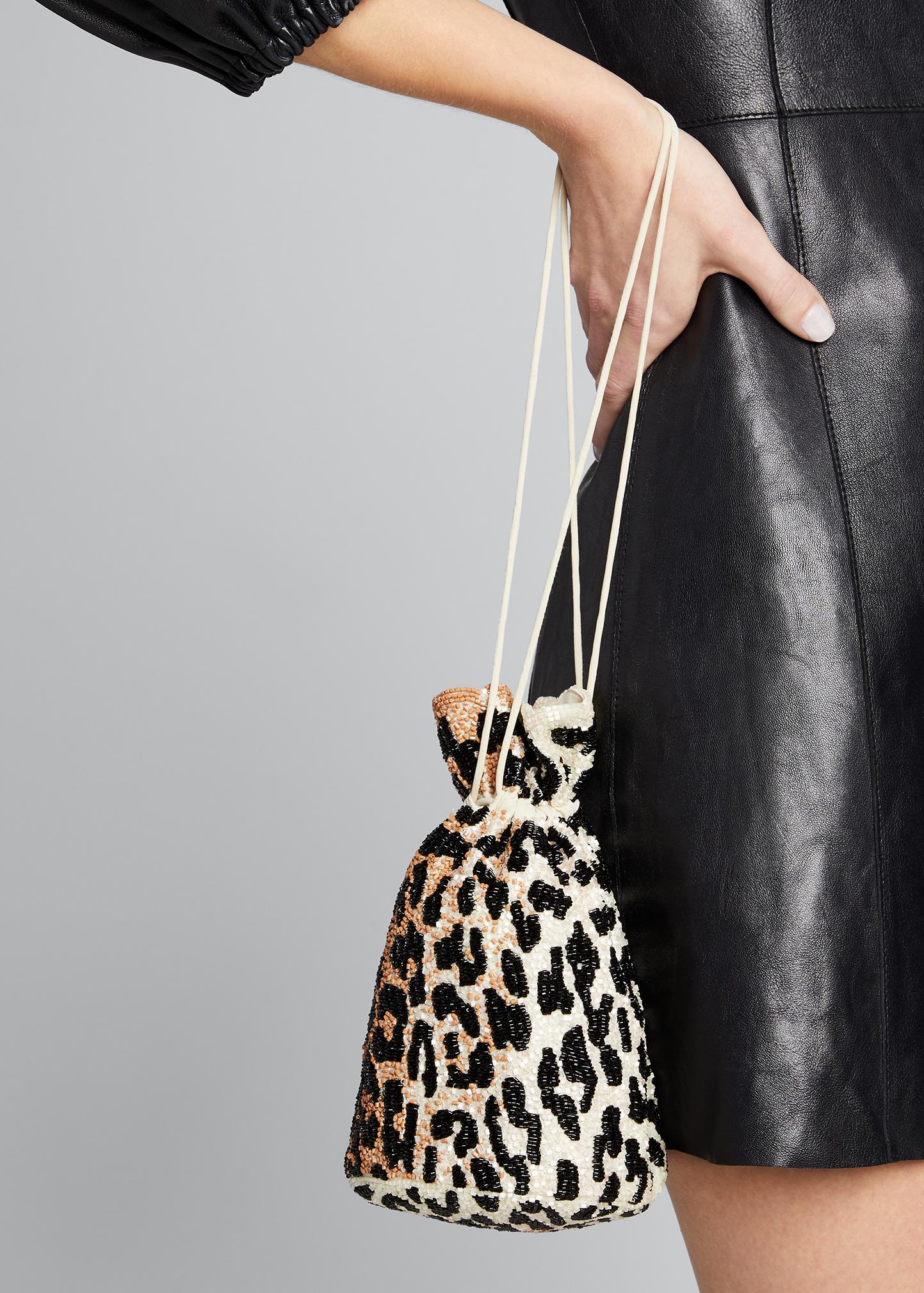 Ganni Hand-Beaded Leopard Bucket Bag - Bergdorf Goodman